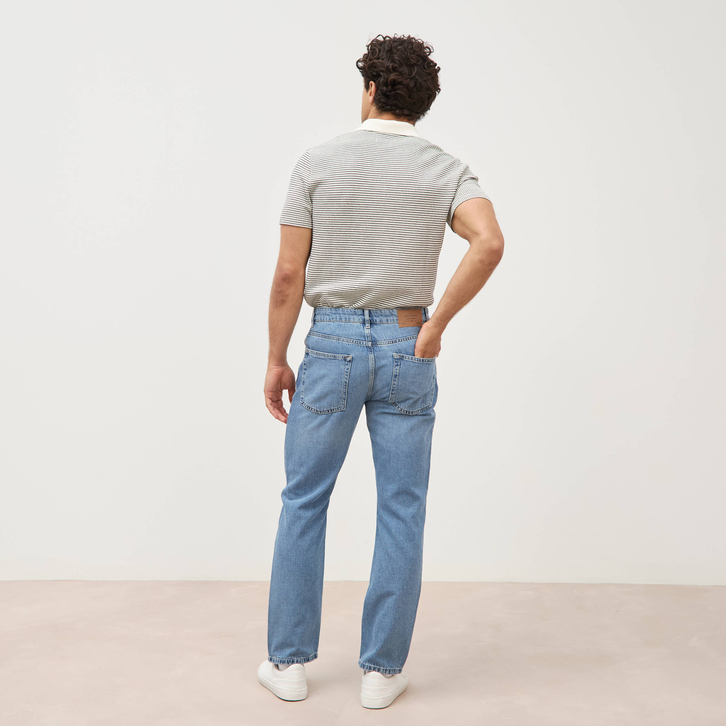 Jeans regular longueur 32 denim bleach homme