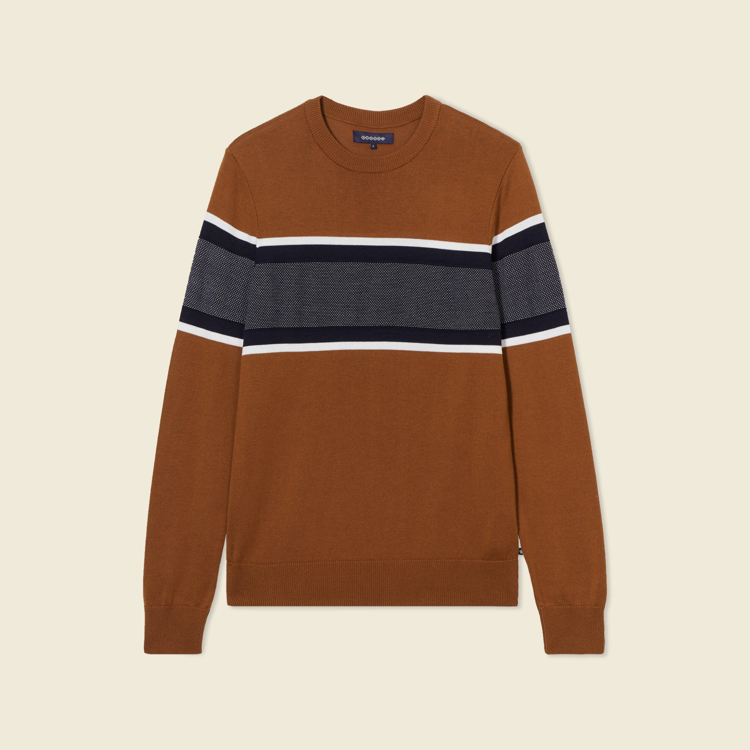 Pull manches longues marron homme