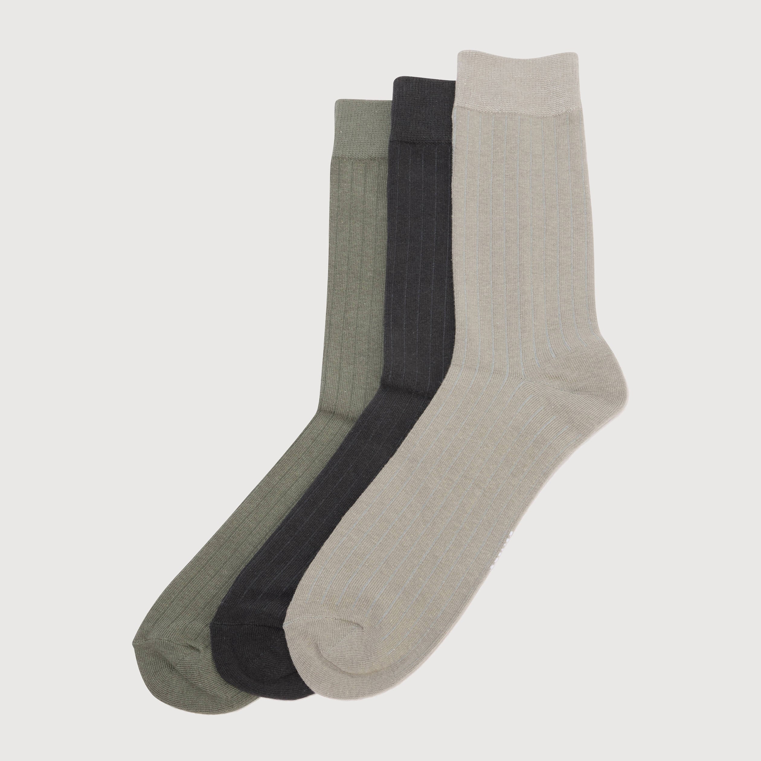 Lot de 3 paires chaussettes hautes vert kaki homme