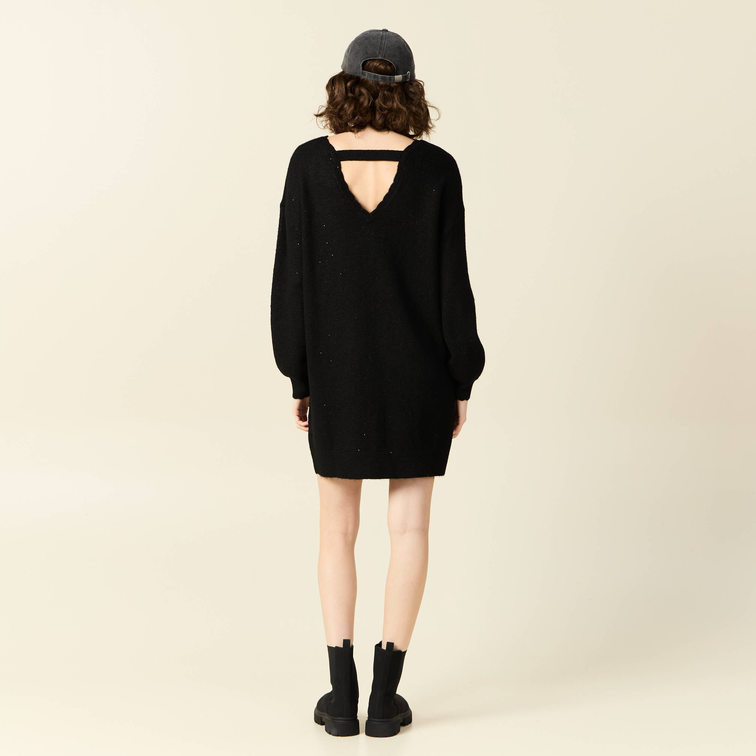 robe pull droite sequins noir femme Robe pull droite sequins noir femme