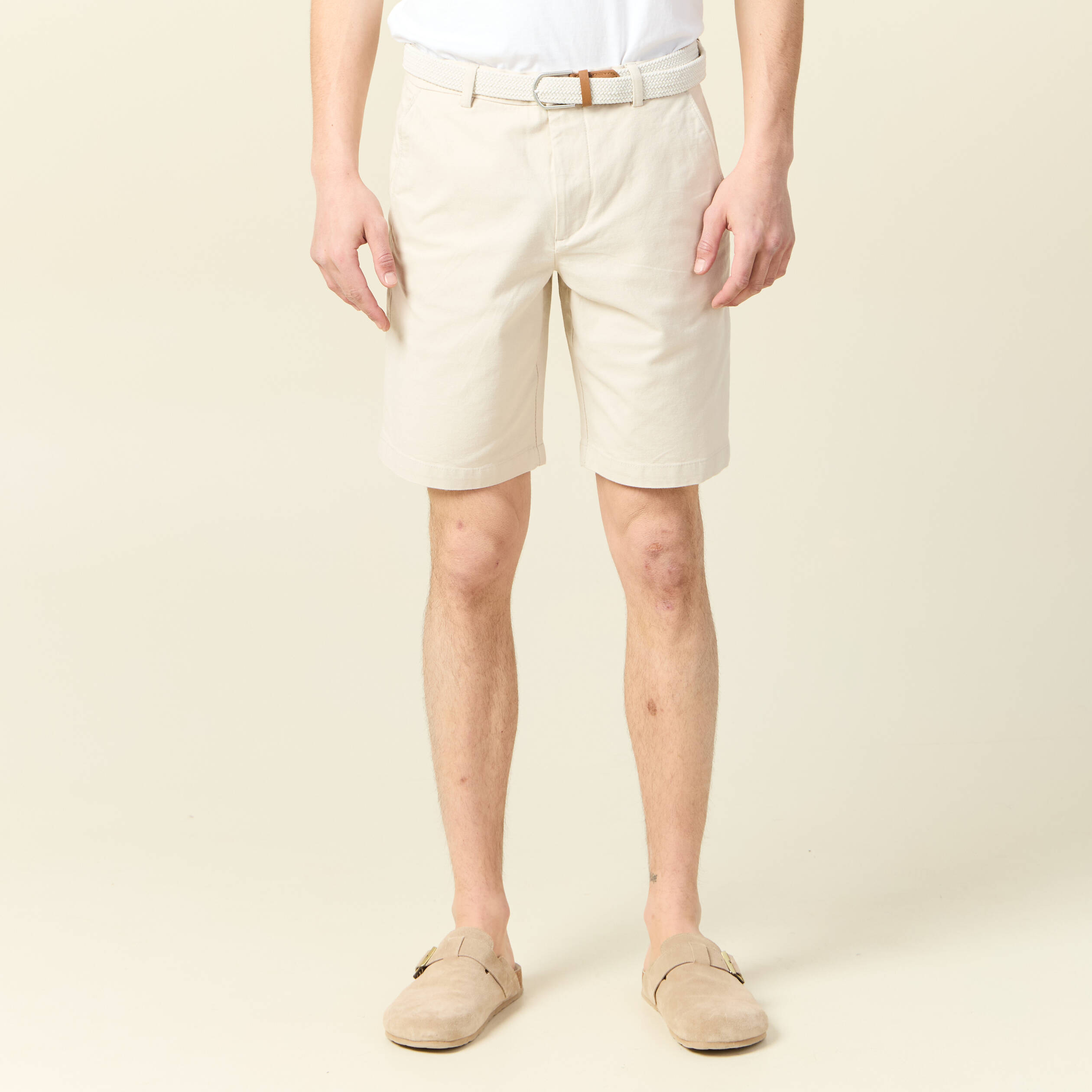 Bermuda droit chino ceinture sable homme