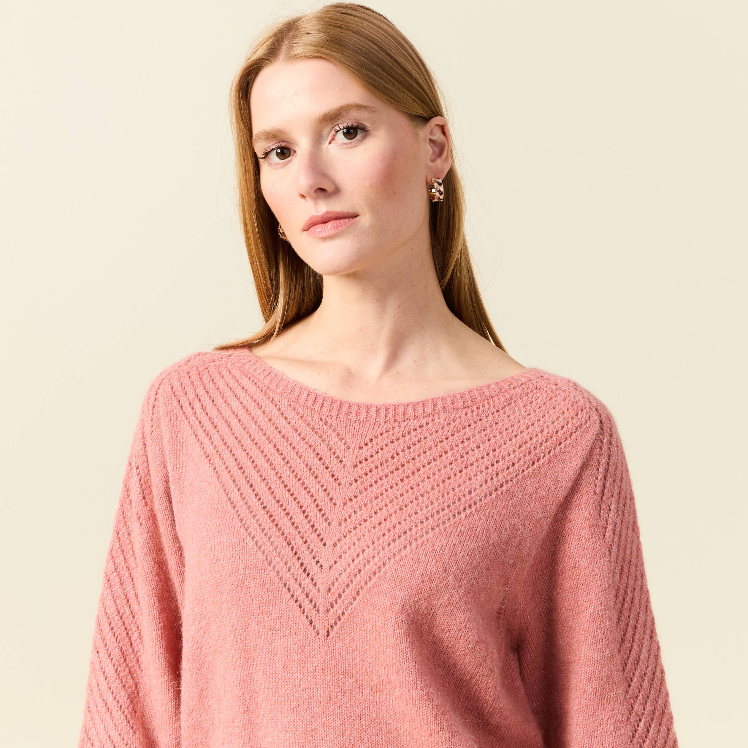 Pull manches longues fabriqu&eacute; en France rose pastel femme