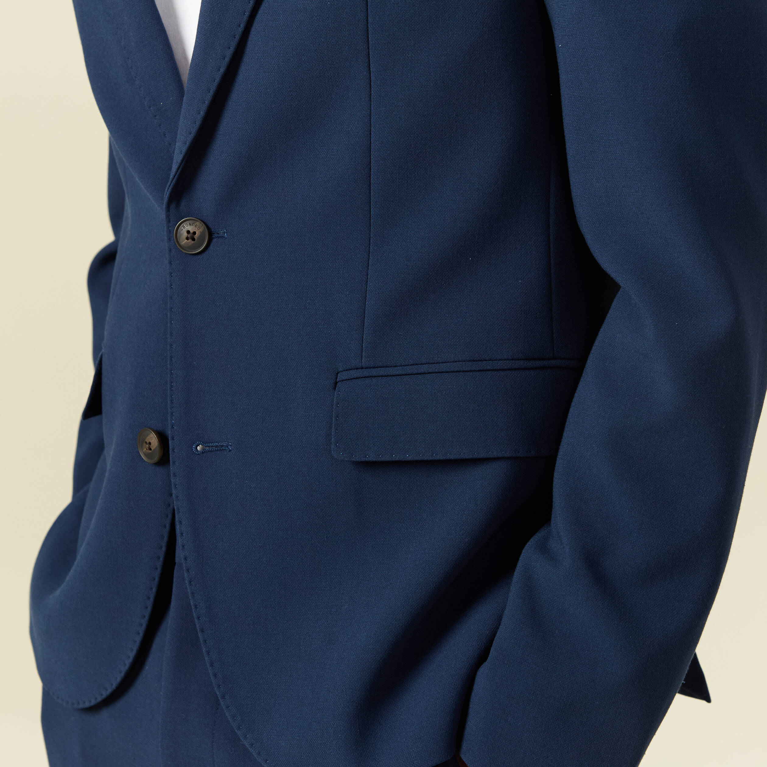 Blazer manches longues col tailleur bleu marine homme