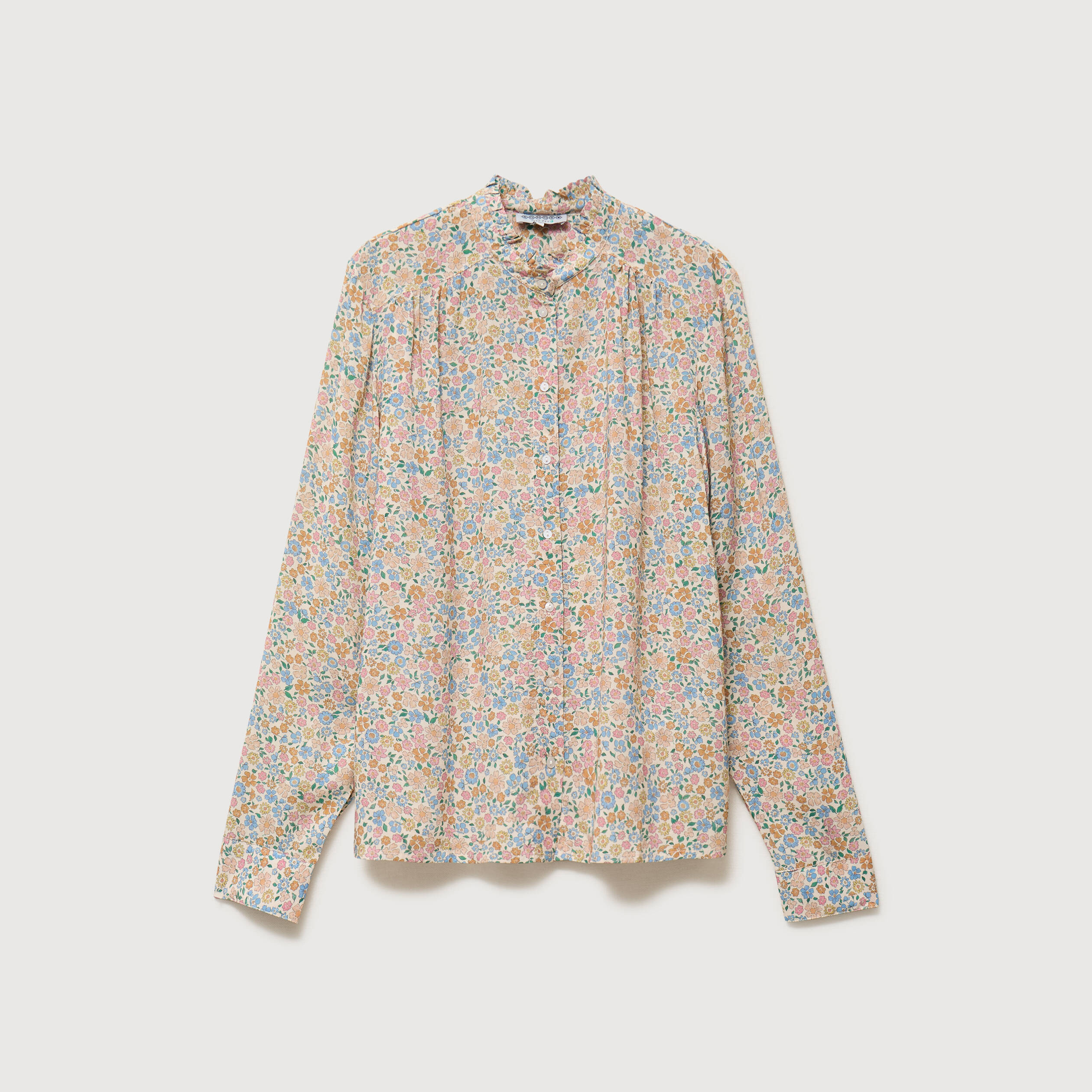 Chemise manches longues fluide bleu pastel femme