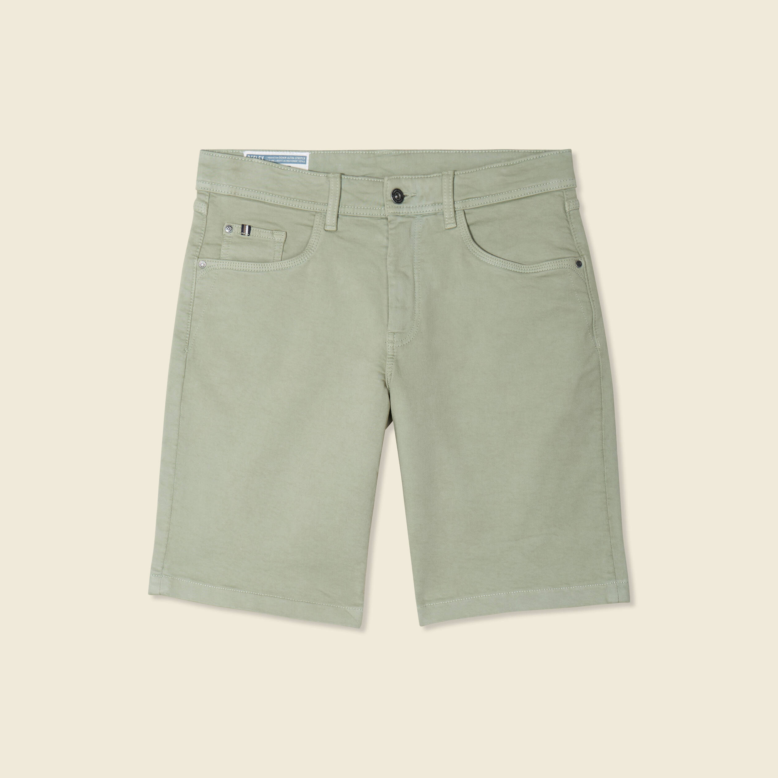 Bermuda droit 5 poches vert olive homme
