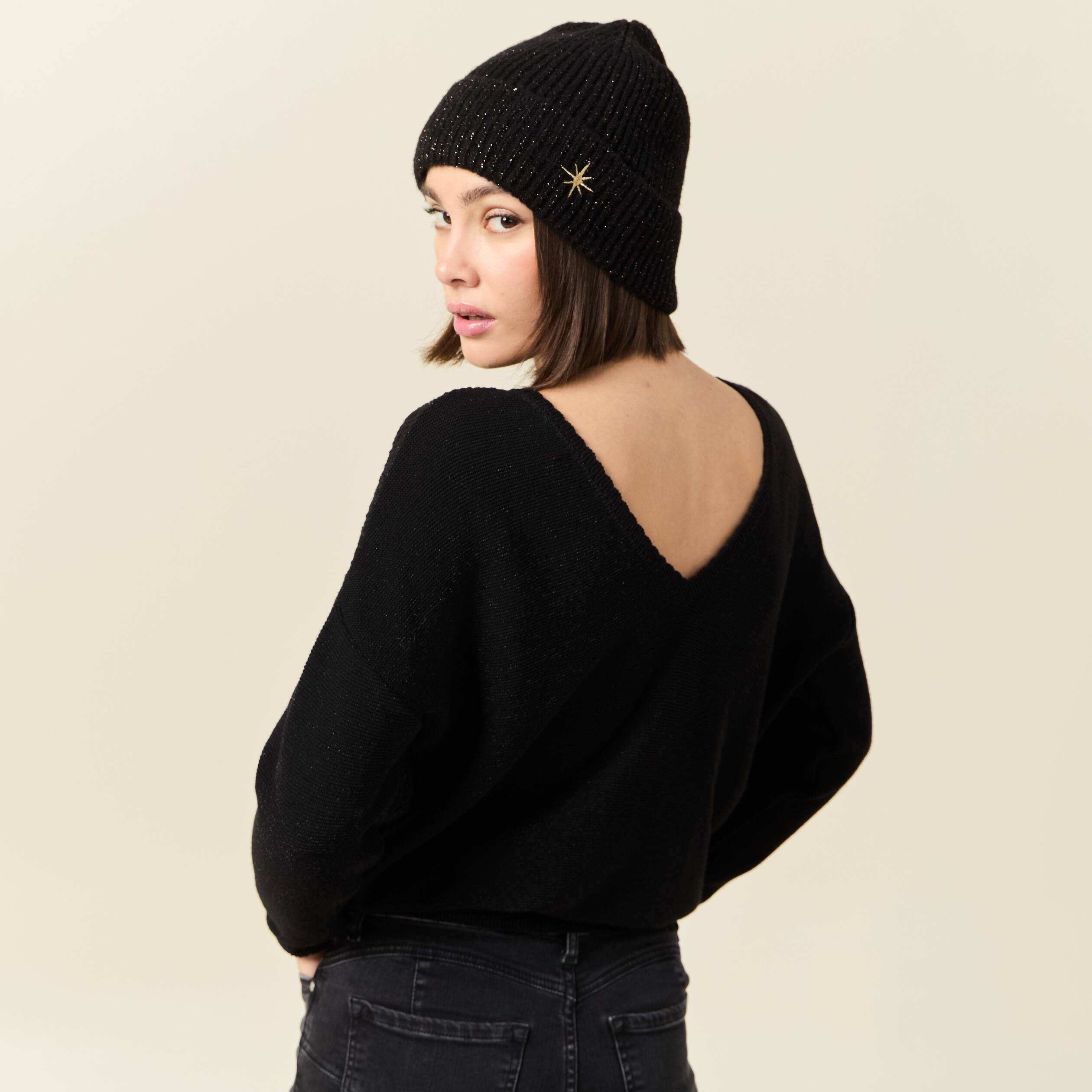 pull manches longues ajoure noir femme Pull manches longues ajouré noir femme