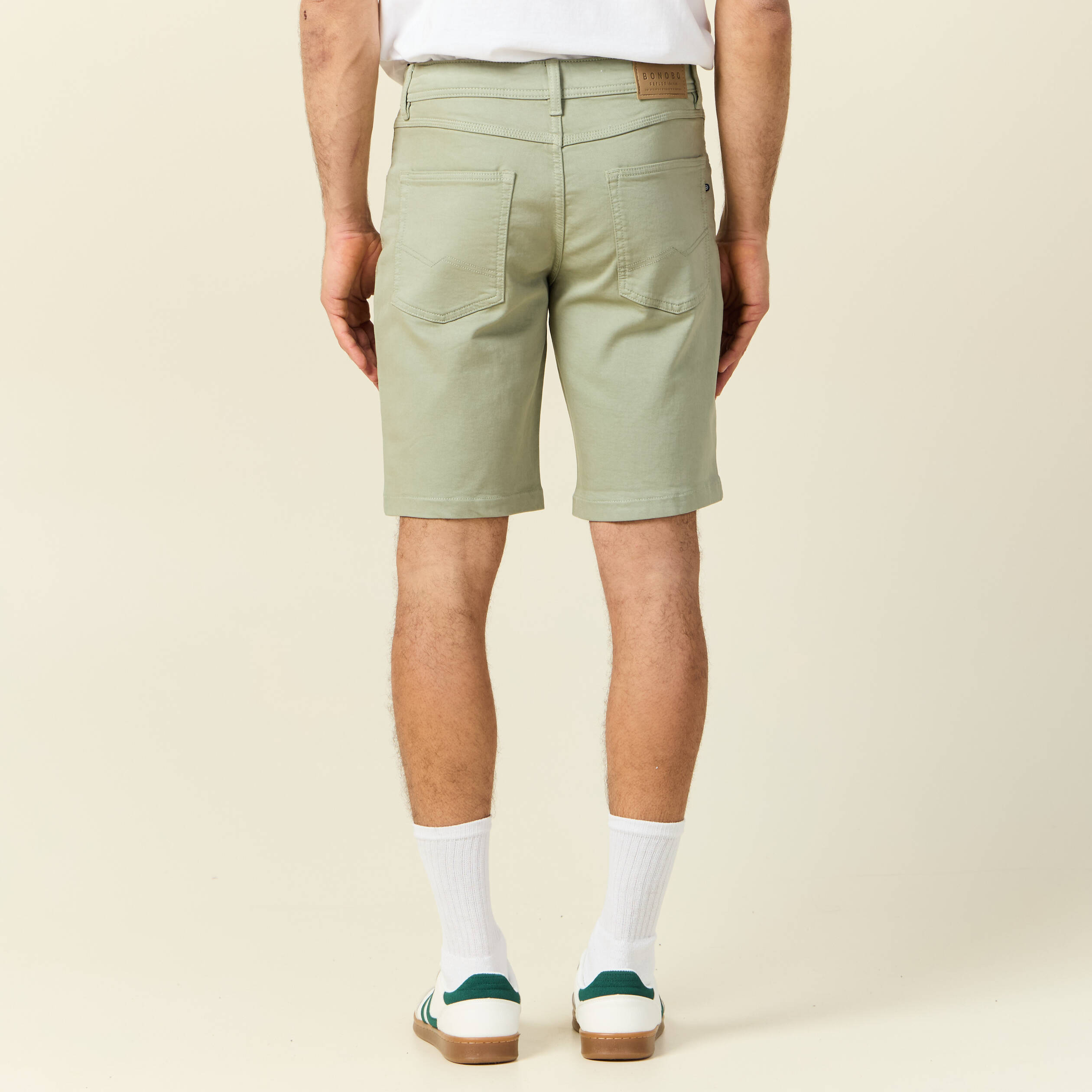Bermuda droit 5 poches vert olive homme