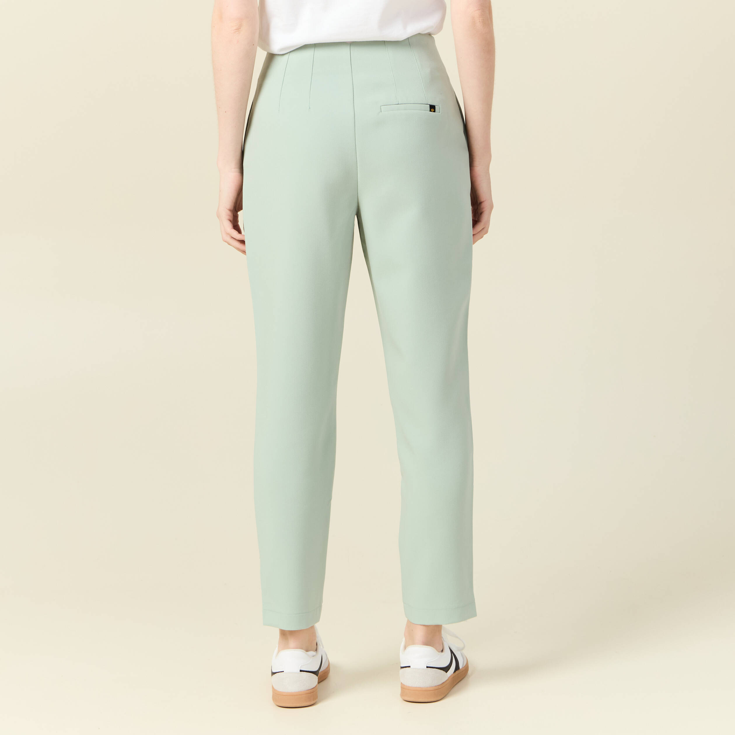 Pantalon cigarette vert olive femme