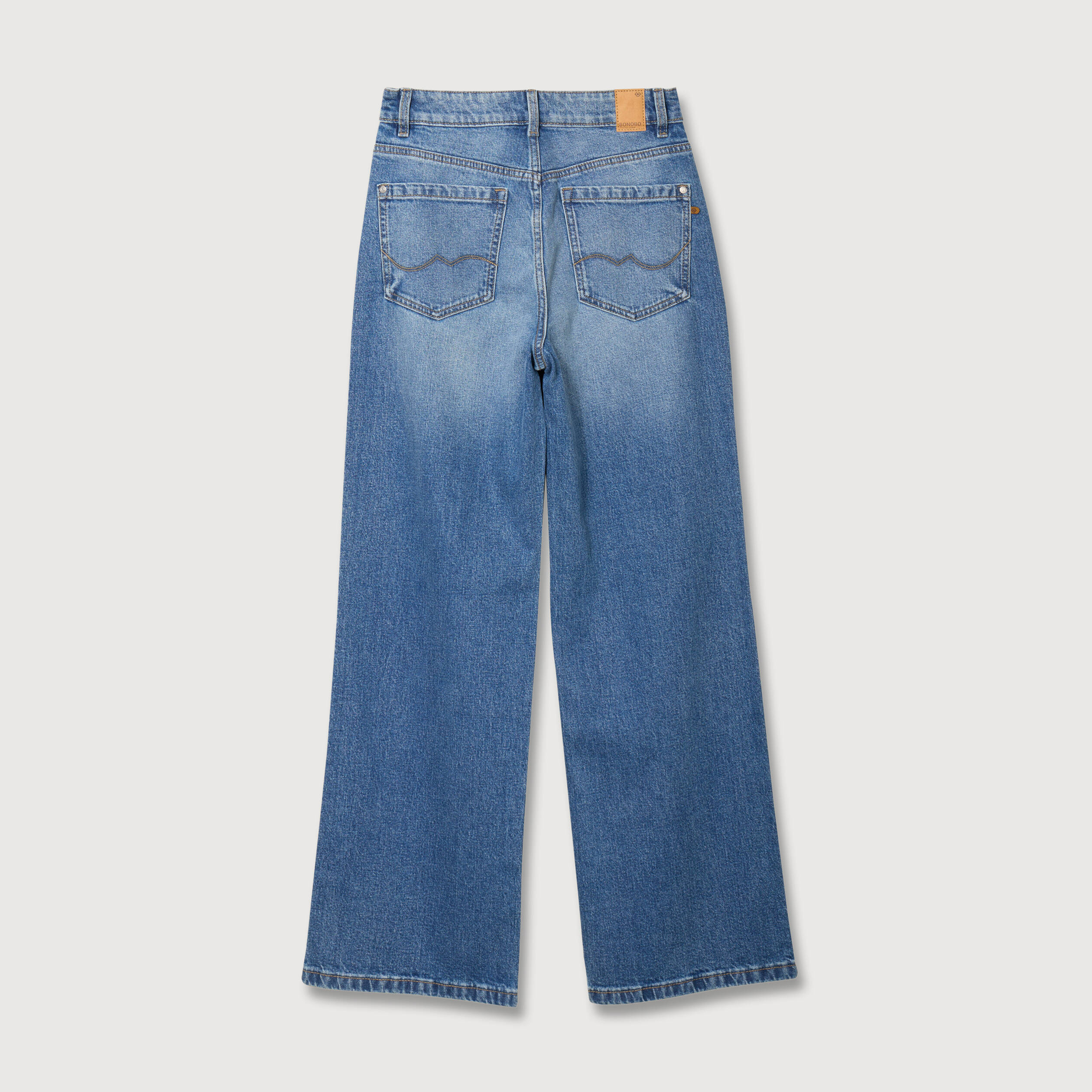 Jeans large taille haute denim stone femme