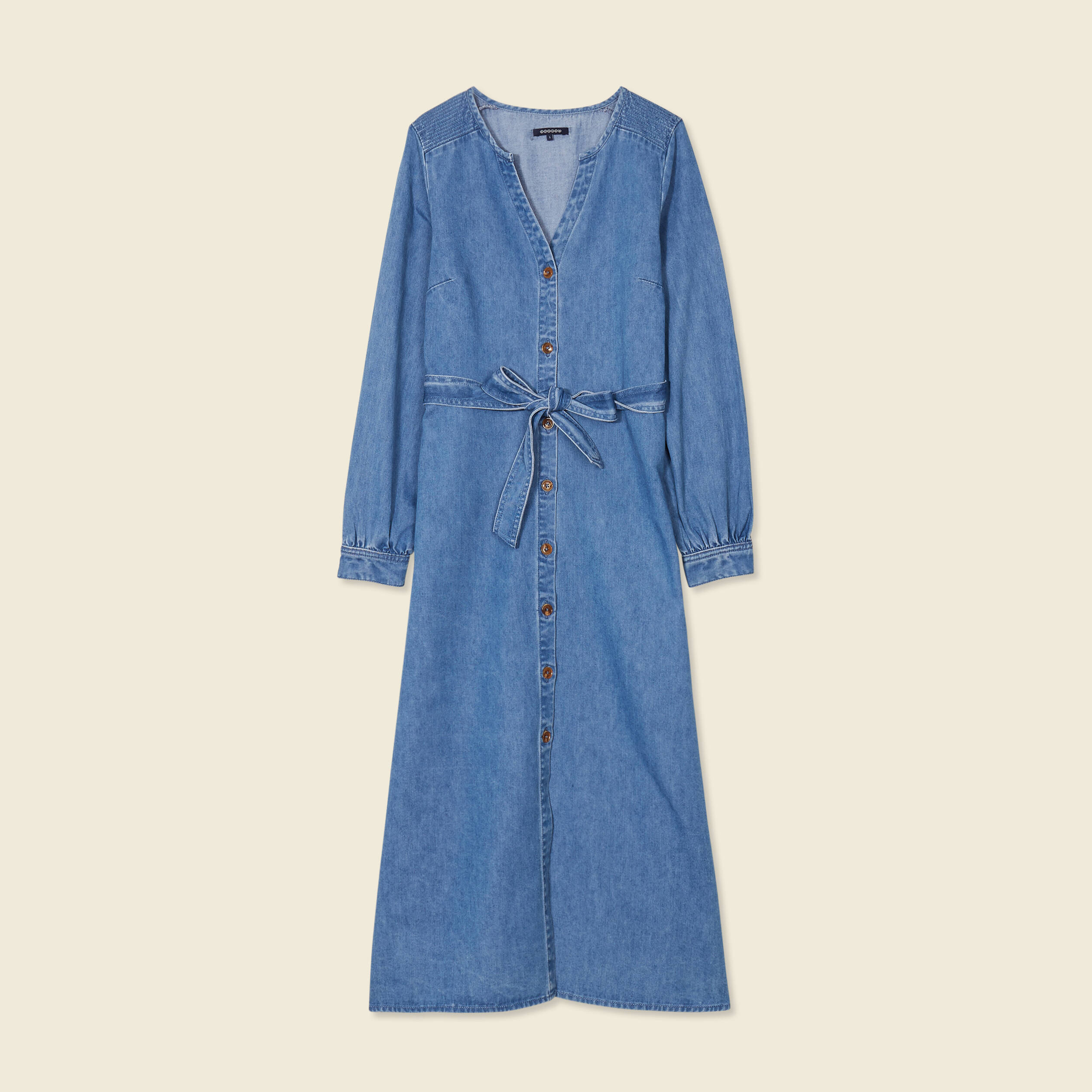 robe longue evasee en jean denim used femme Robe longue évasée en jean denim used femme