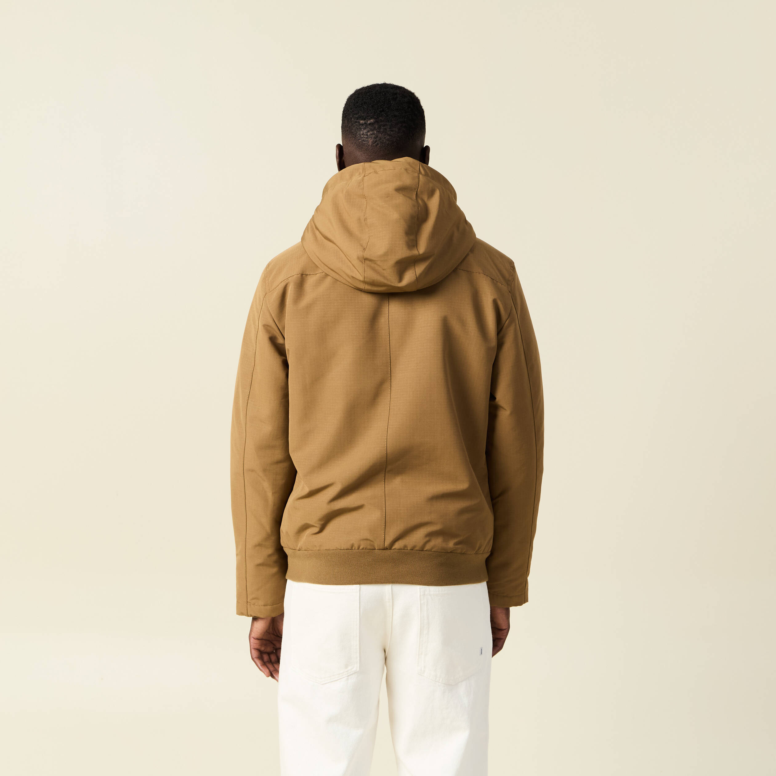 Parka courte &agrave; capuche beige homme