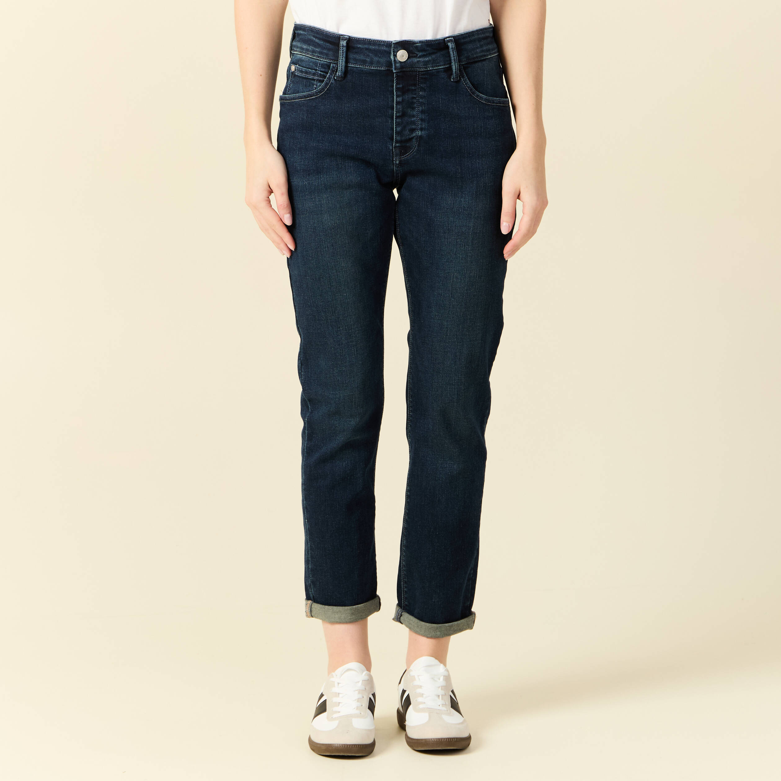 jeans girlfriend taille haute denim dirty femme Jeans girlfriend taille haute denim dirty femme
