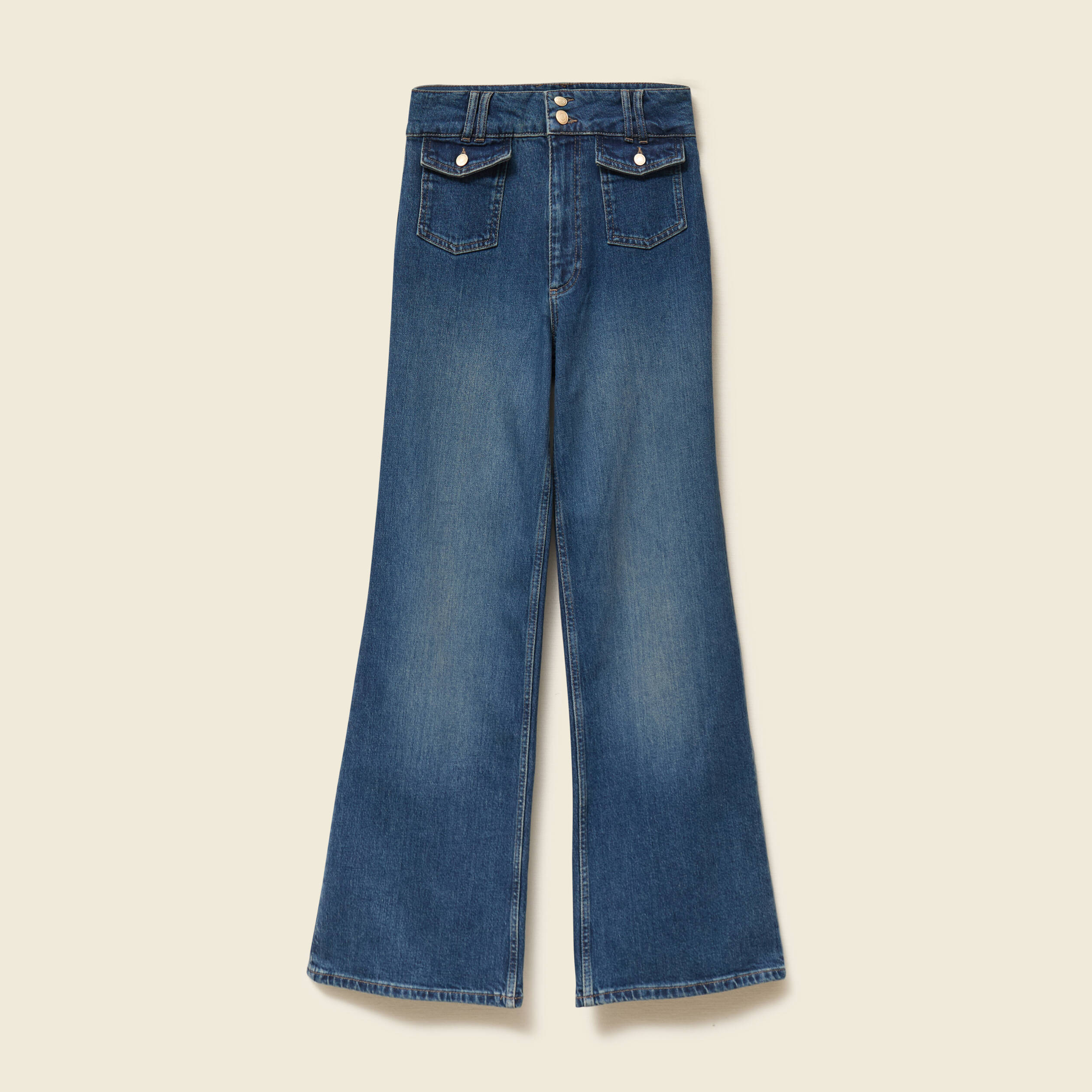 Jeans bootcut taille haute bleu femme