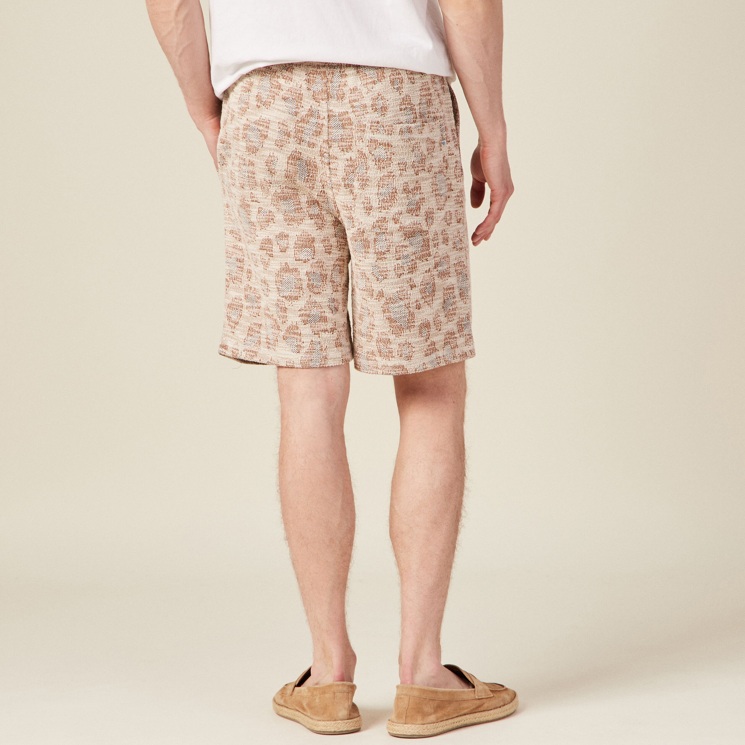 Bermuda droit taille nouée beige homme