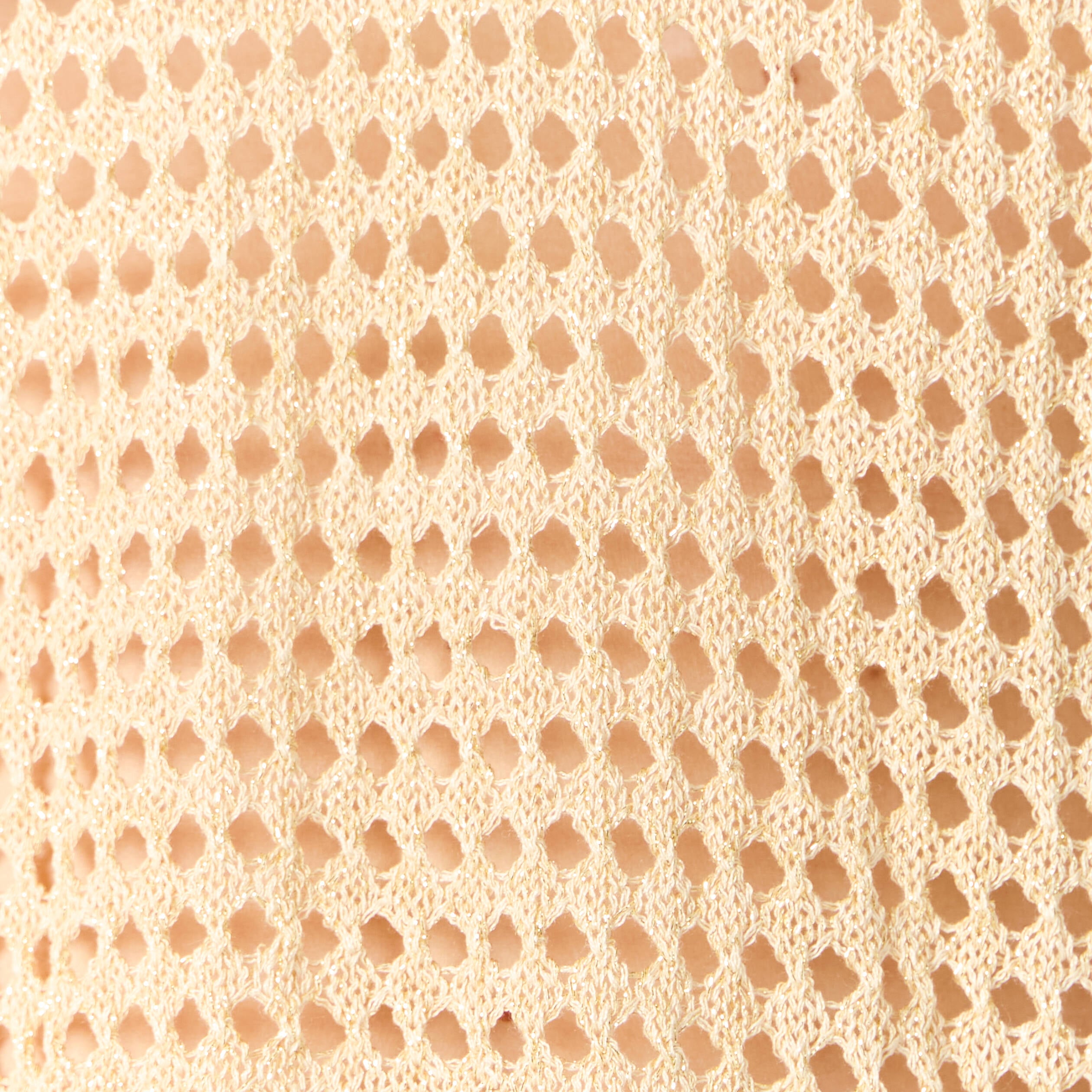 Pull manches courtes ajour&eacute; creme femme