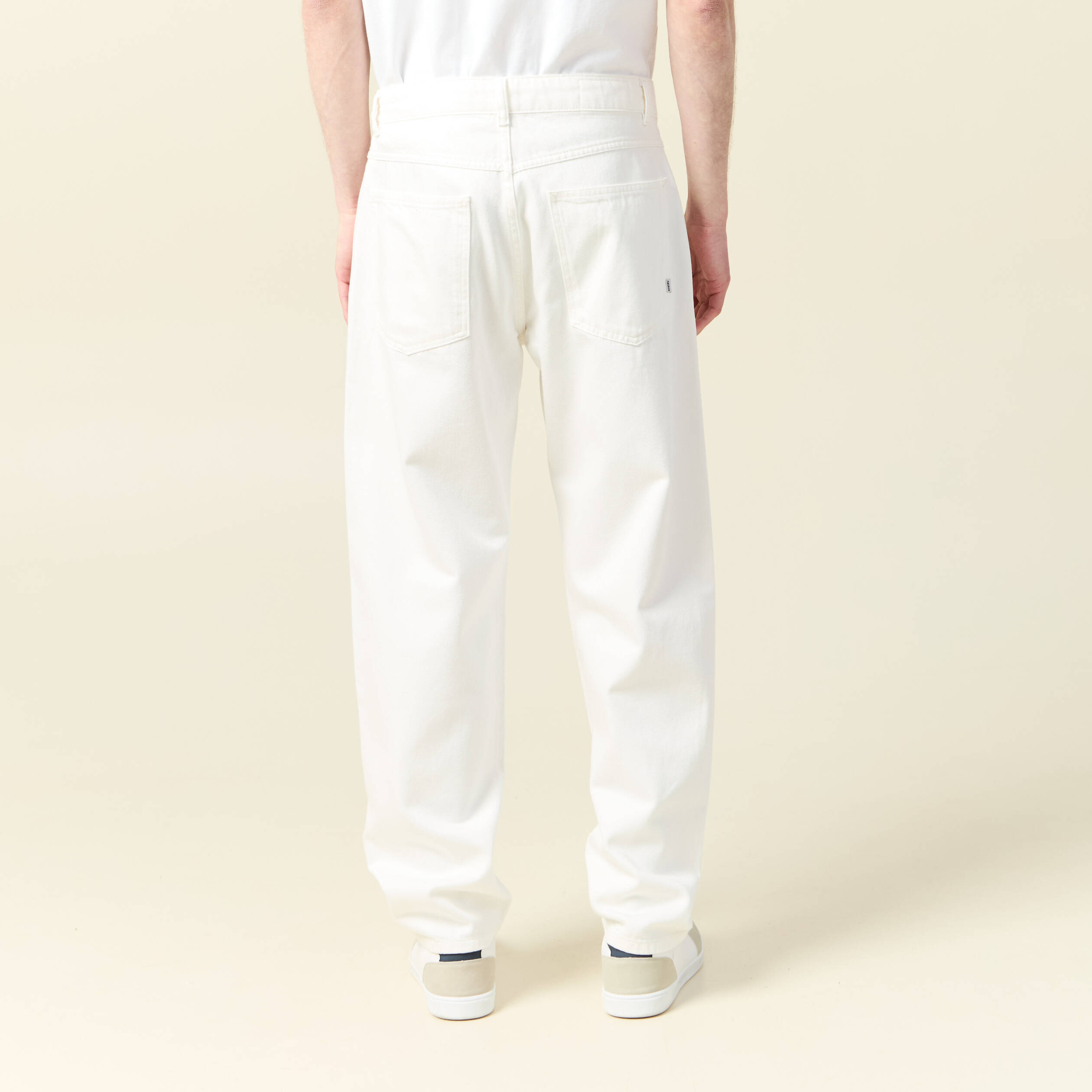 chino droit longueur 32 en coton denim blanc homme Chino droit longueur 32 en coton denim blanc homme