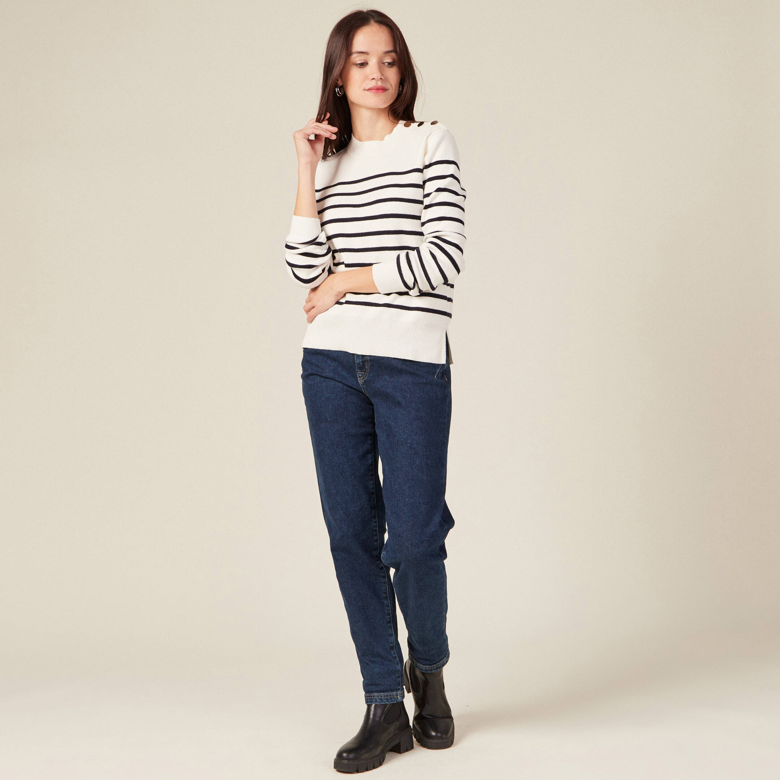 pull eco responsable ecru femme Pull éco-responsable ecru femme