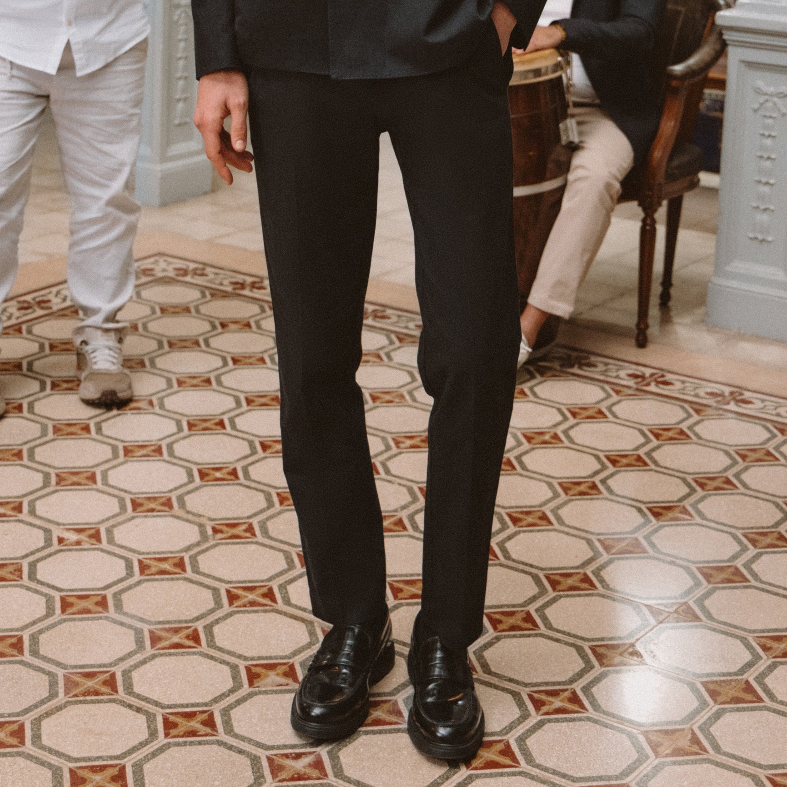 Pantalon chino noir homme