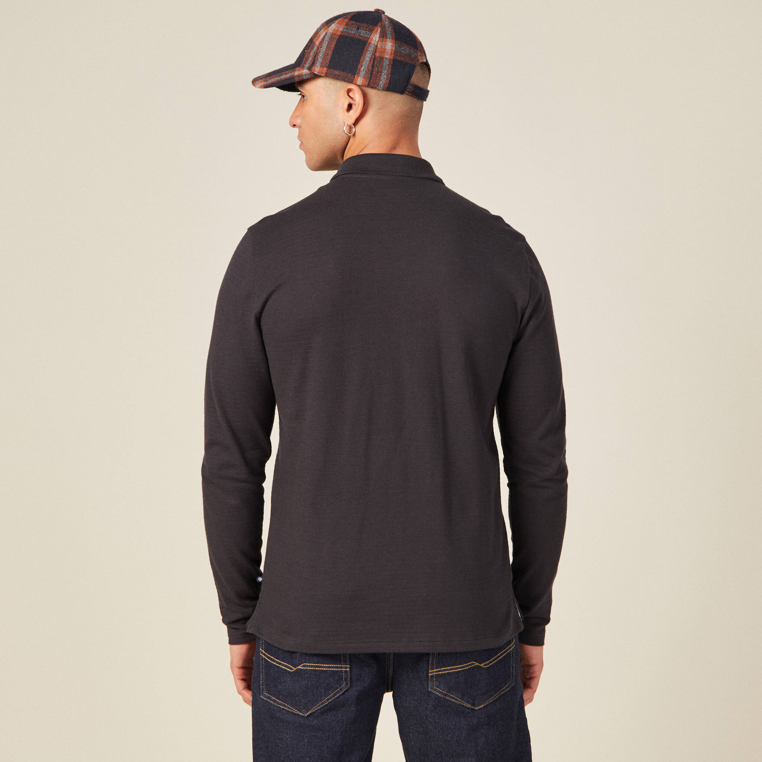 Polo manches longues noir homme