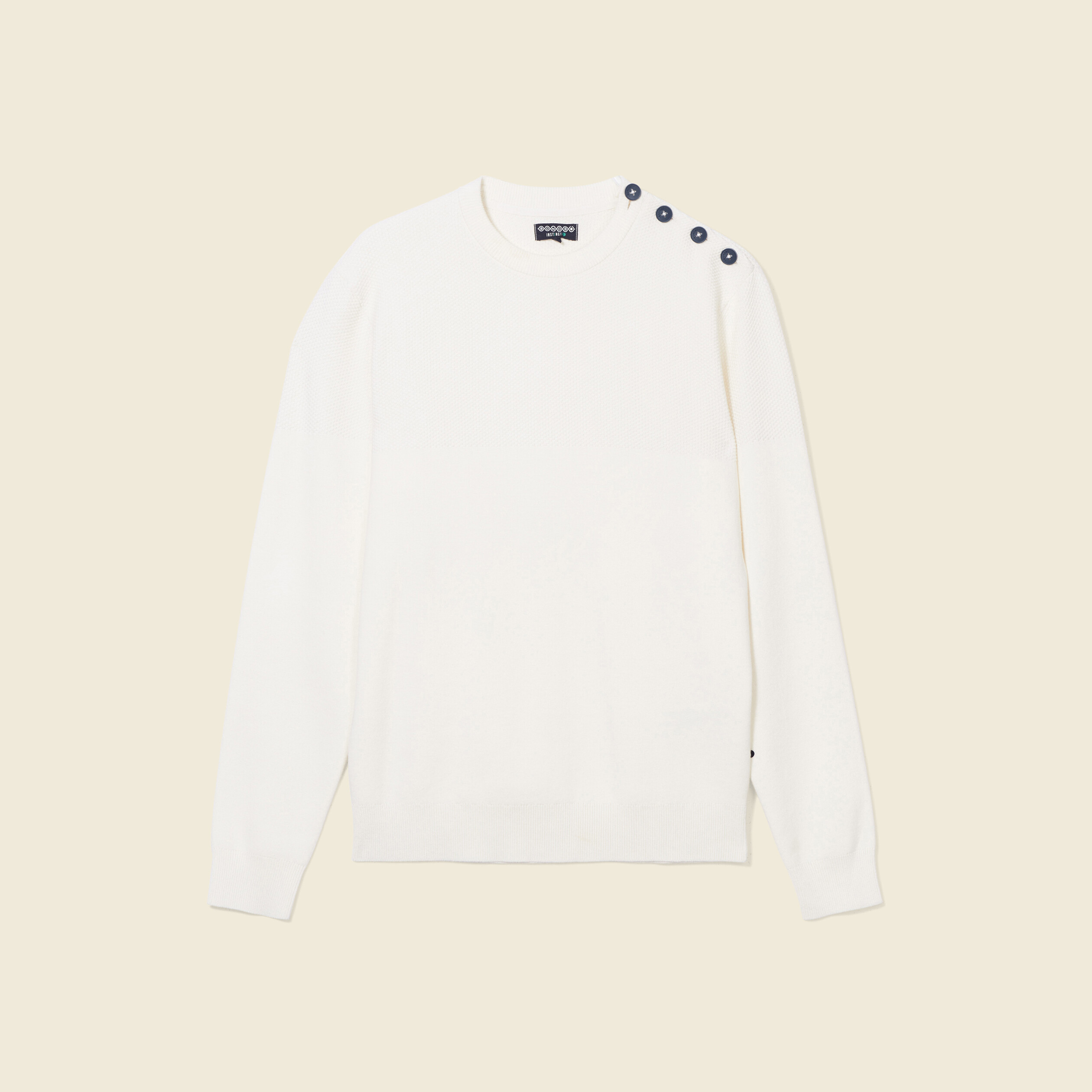 Pull manches longues à boutons ecru homme