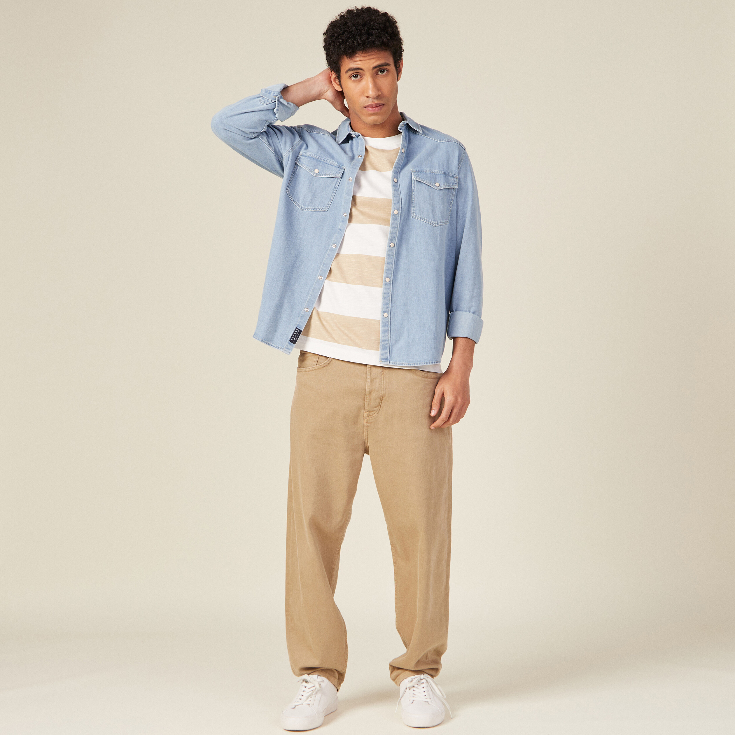 T-shirt manches courtes ecru homme