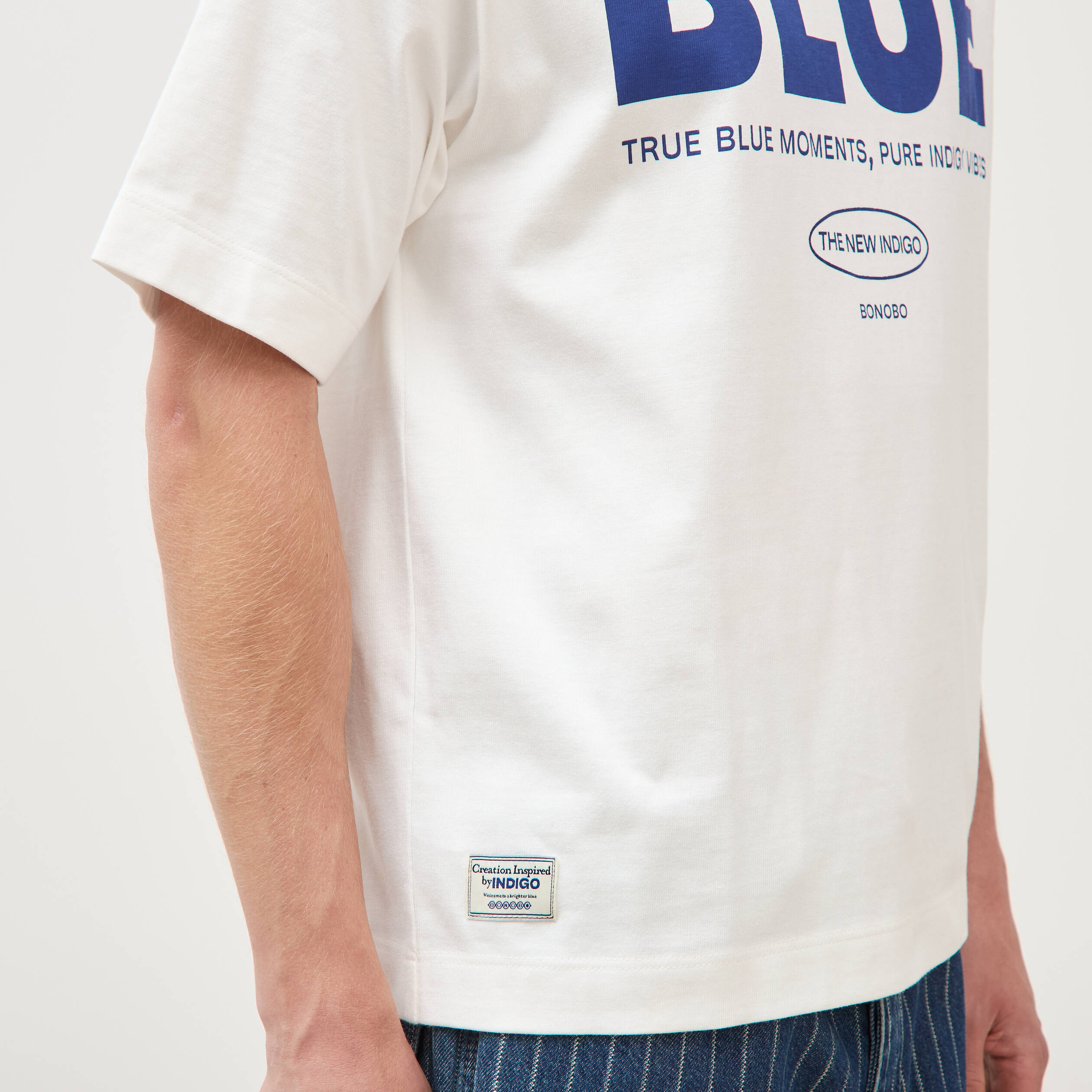 T-shirt print&eacute; en coton manches courtes ecru homme