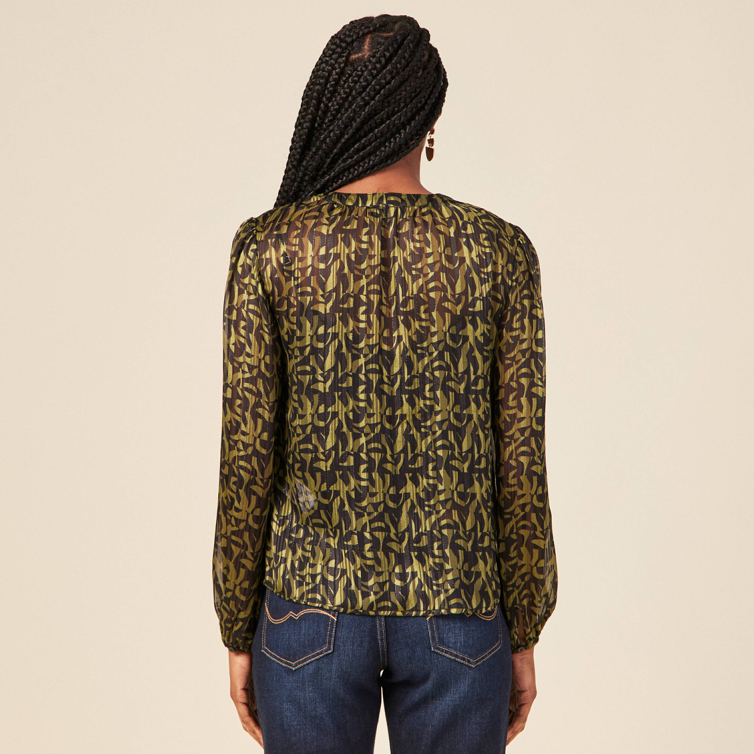 Chemise éco-responsable vert kaki femme