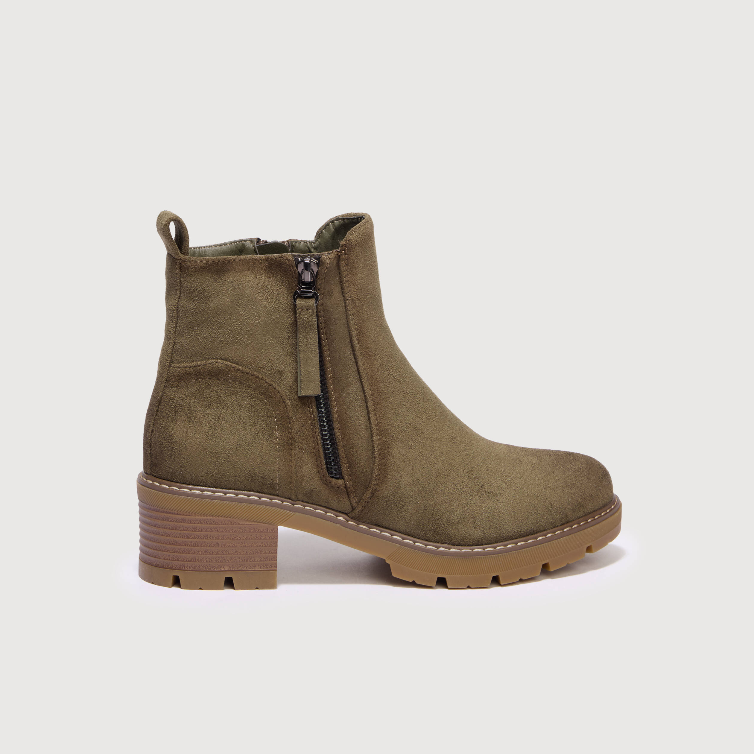 Bottines semelle gomme vert kaki femme
