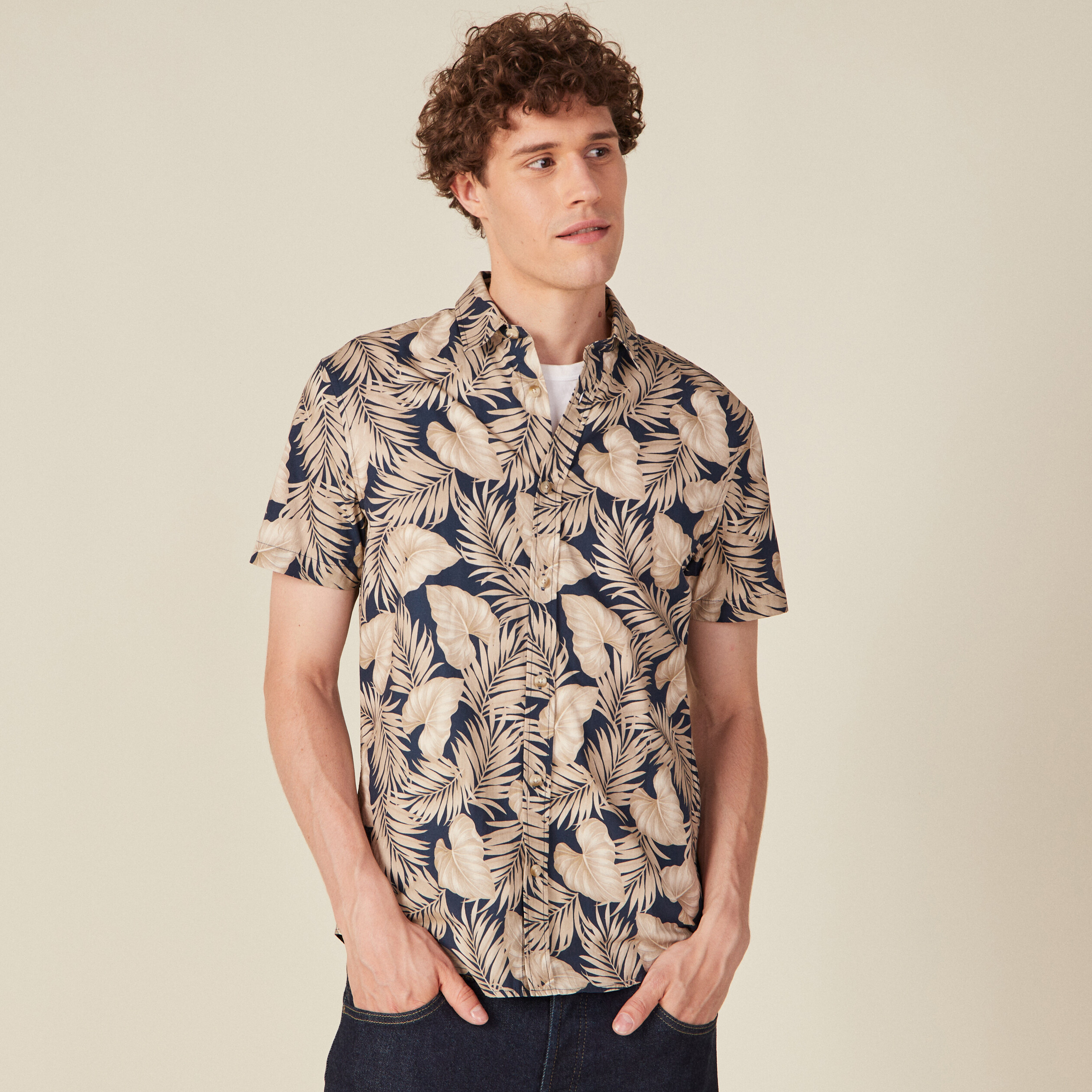 Chemise manches courtes bleu homme