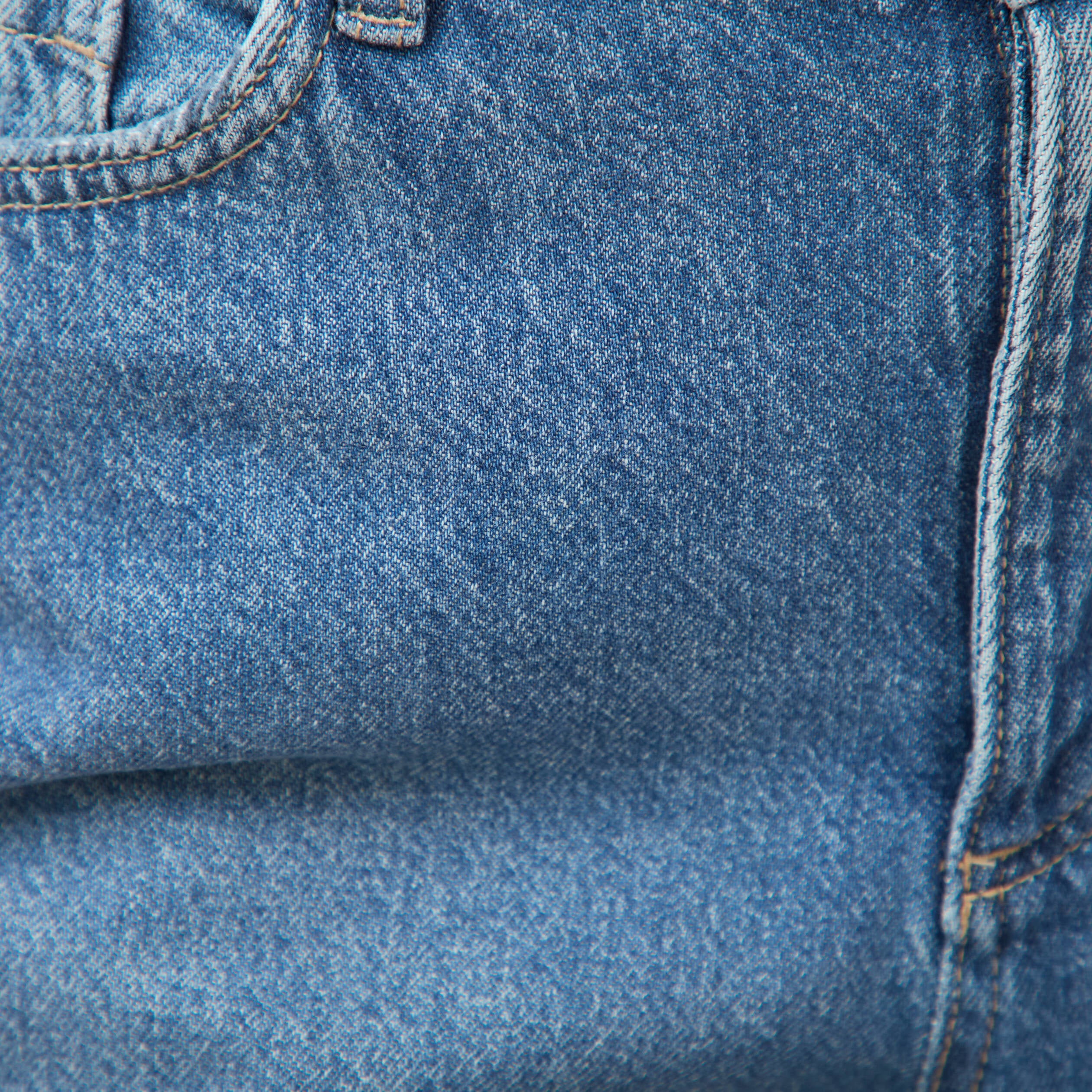 Jeans barrel 7/8&egrave;me taille standard denim used femme