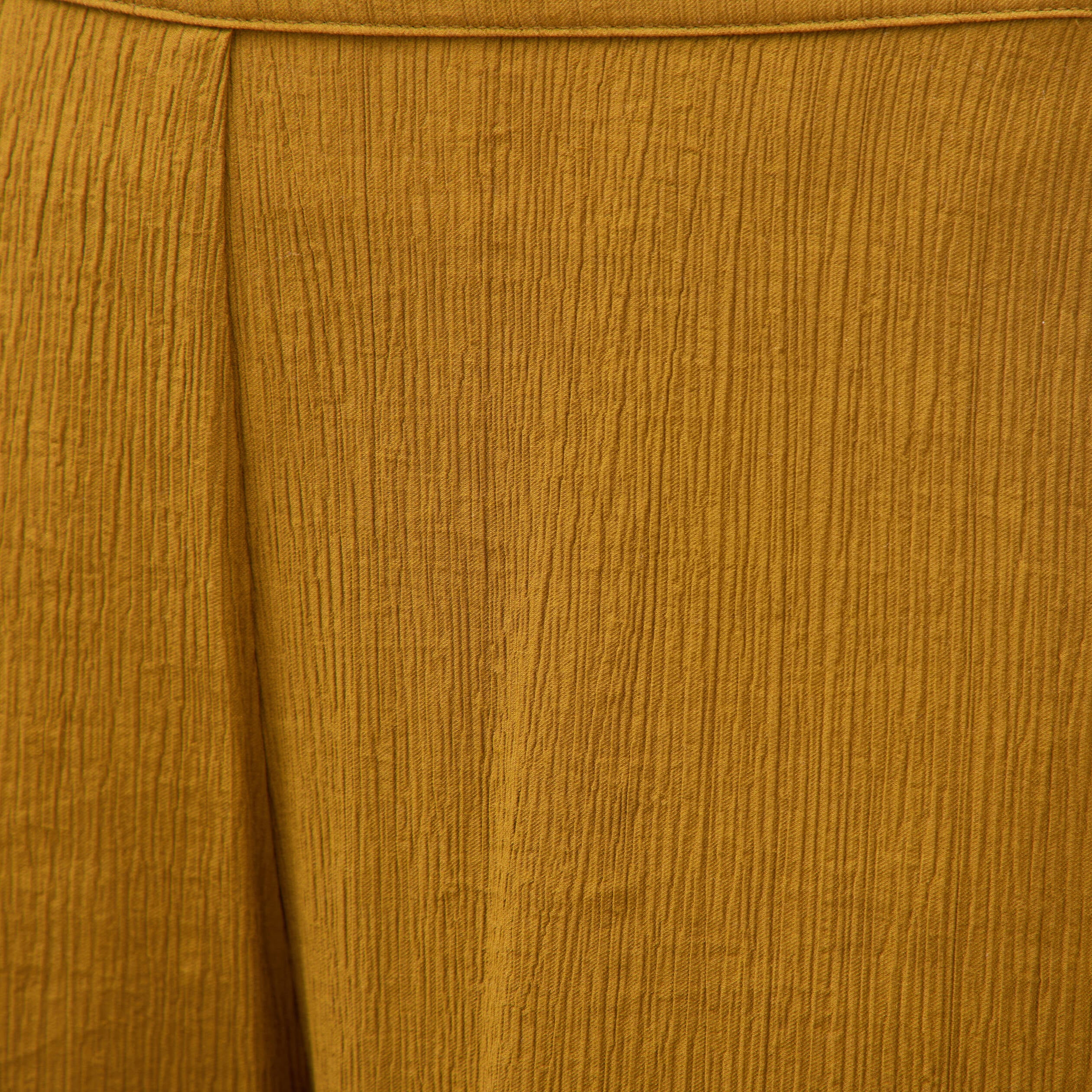 Pantalon large taille haute fluide vert olive femme