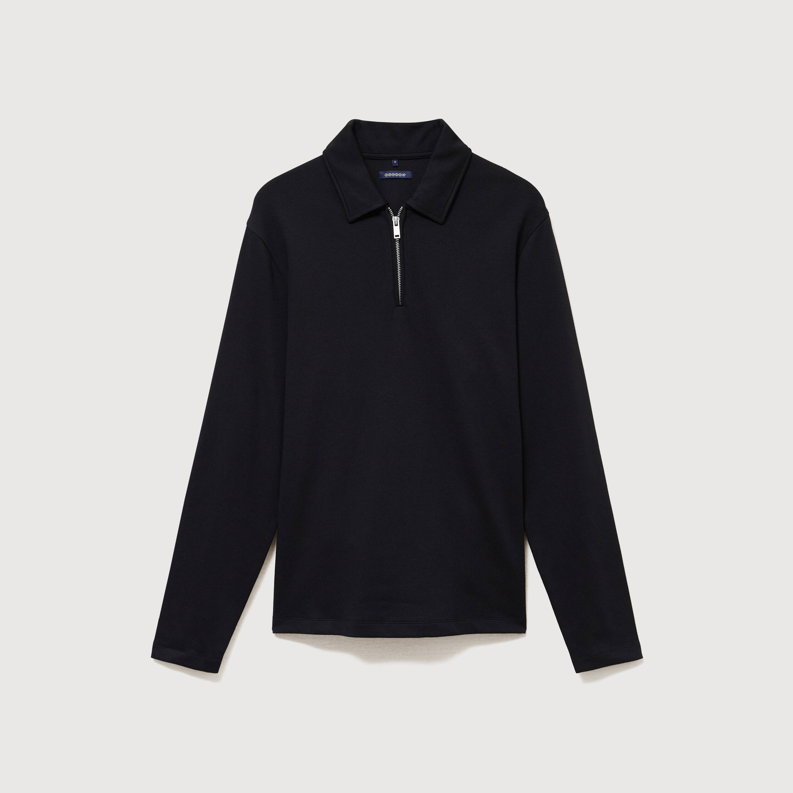 Polo droit manches longues noir homme