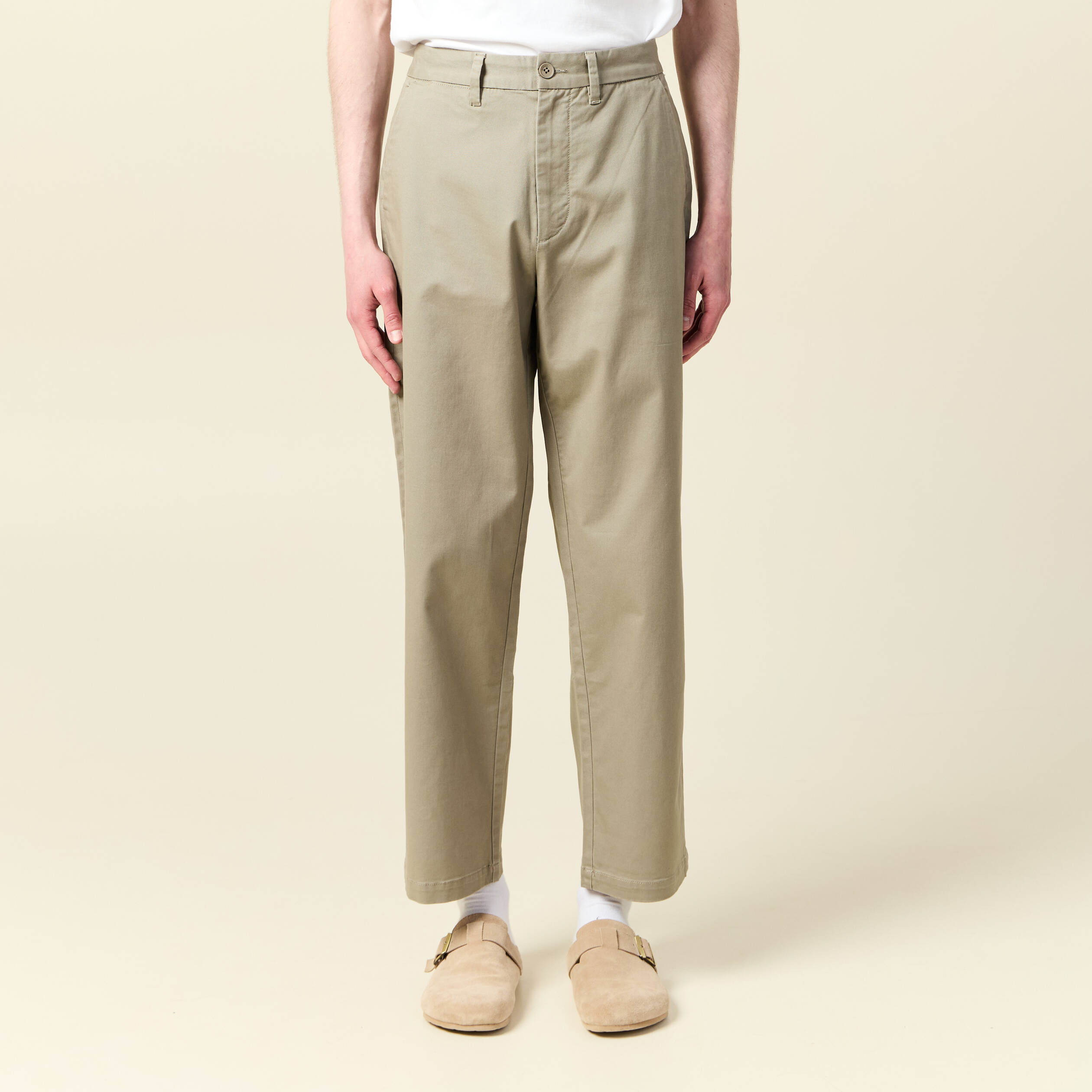 Chino coupe straight vert kaki homme