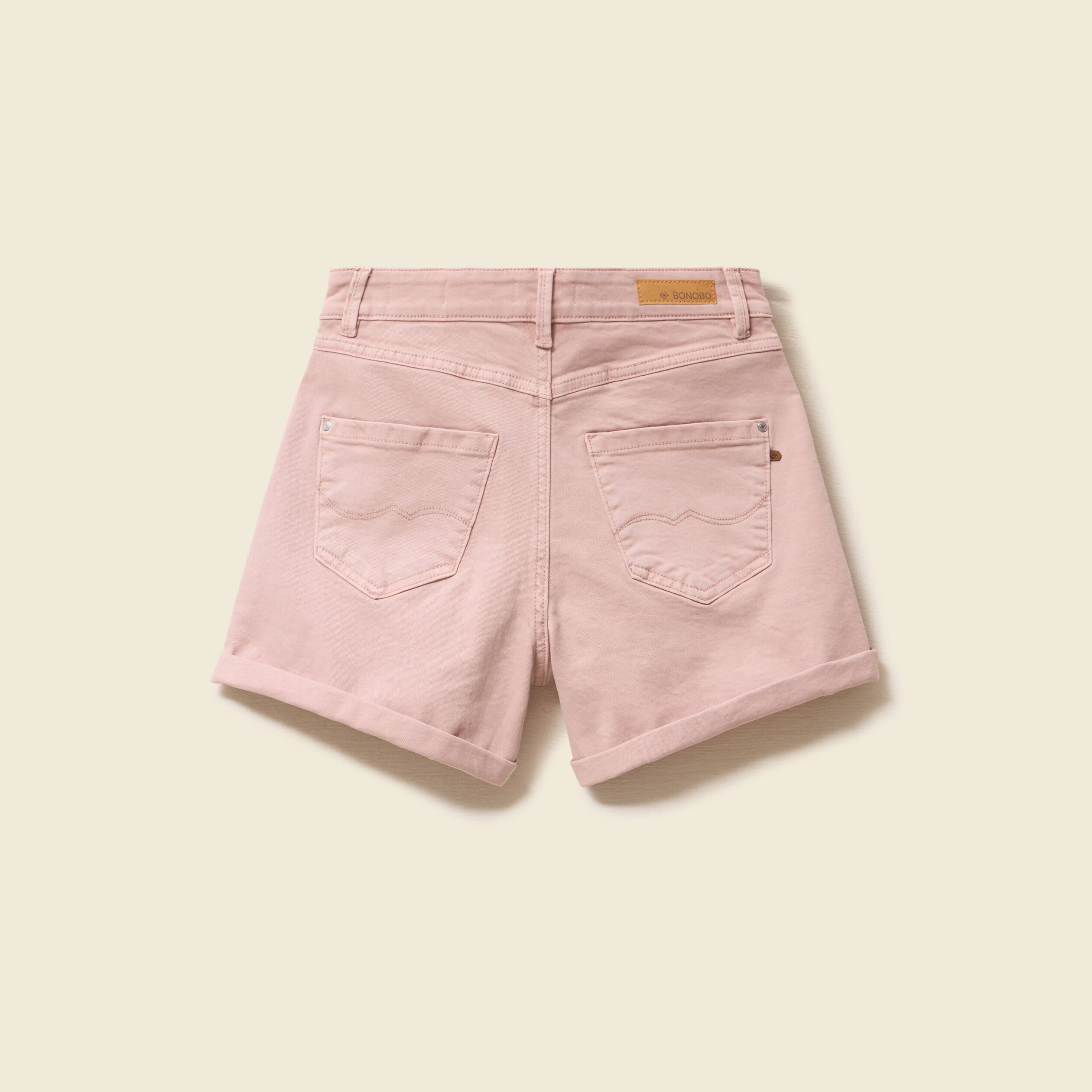 Short mom taille haute rose clair femme