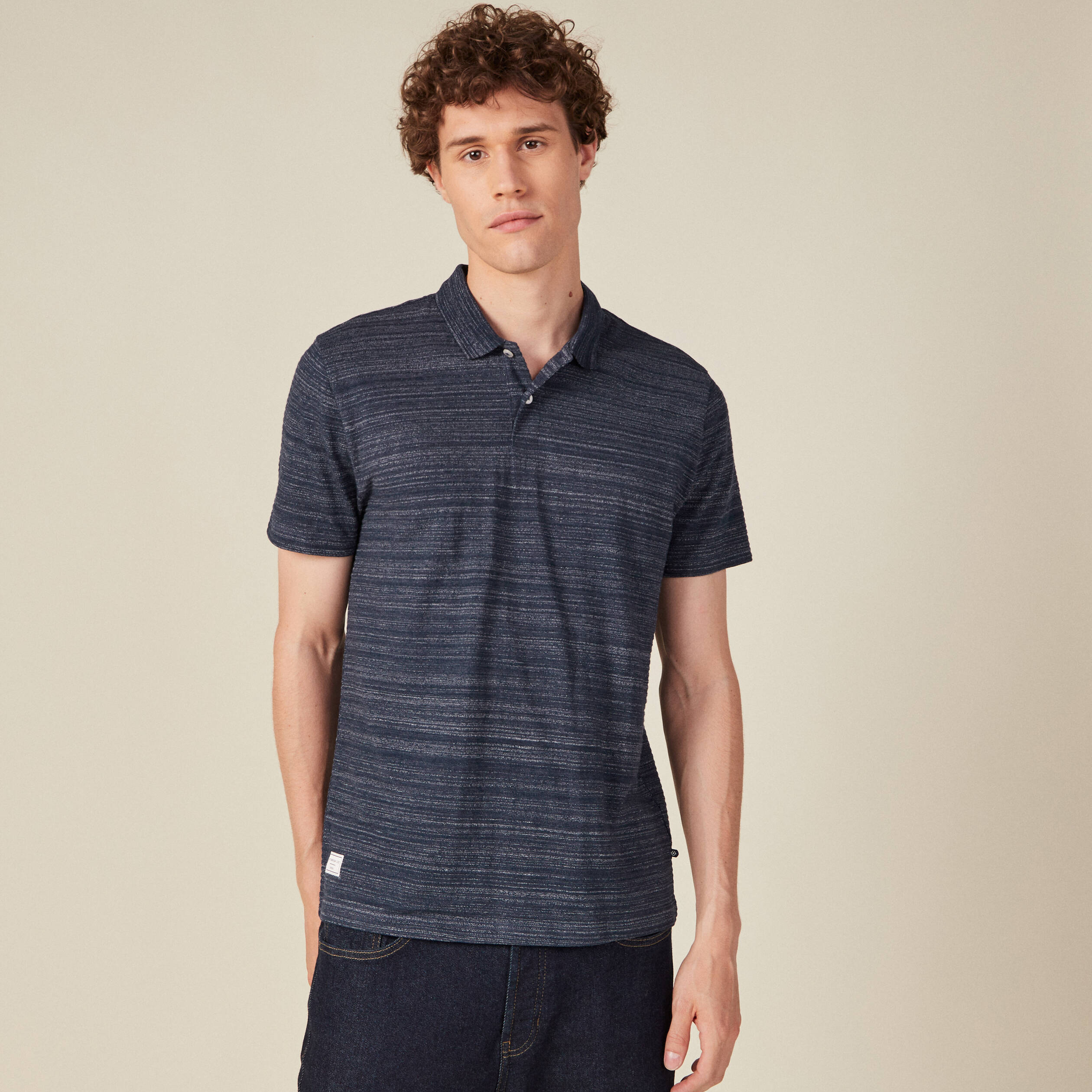 Polo manches courtes bleu marine homme