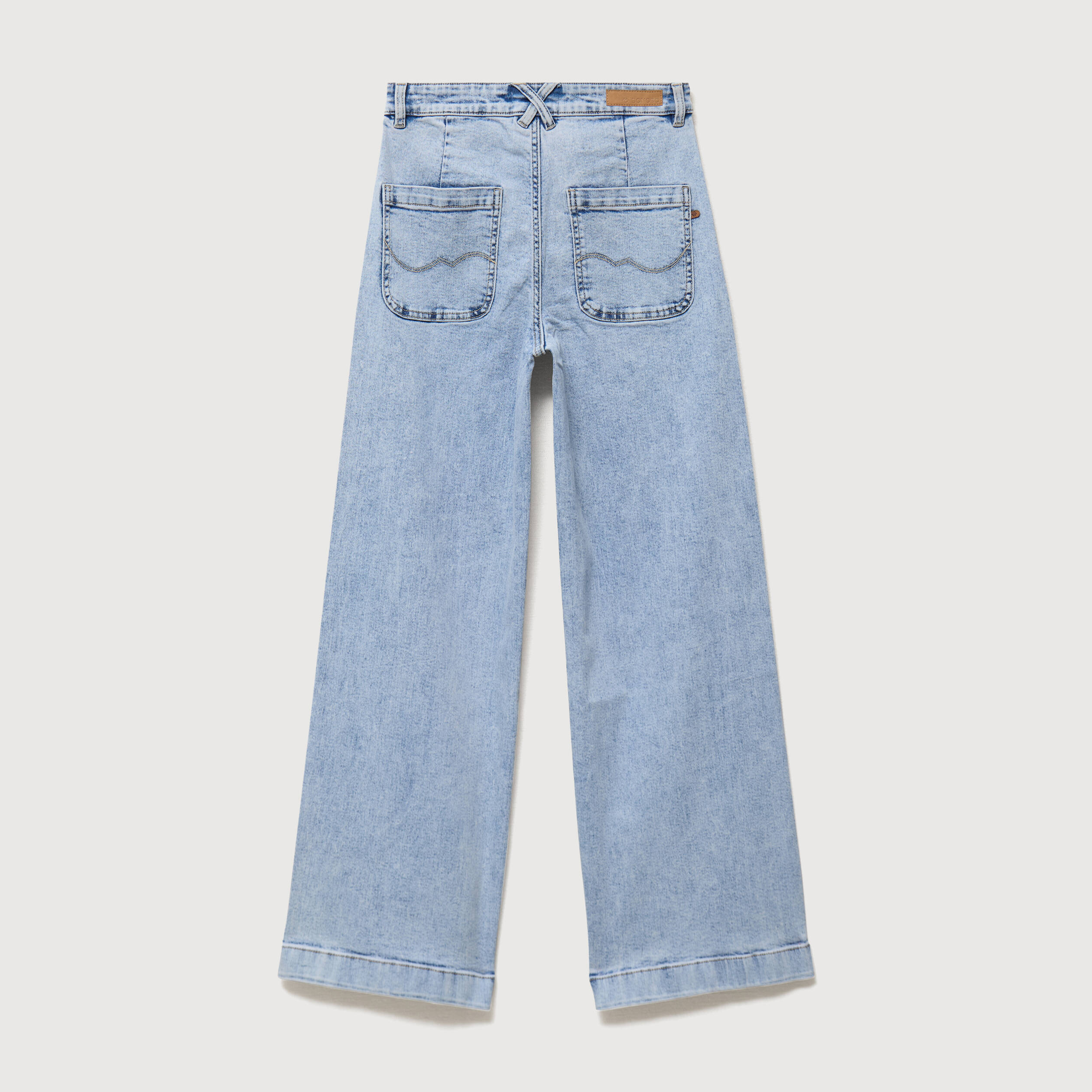 Jeans large taille haute denim bleach femme
