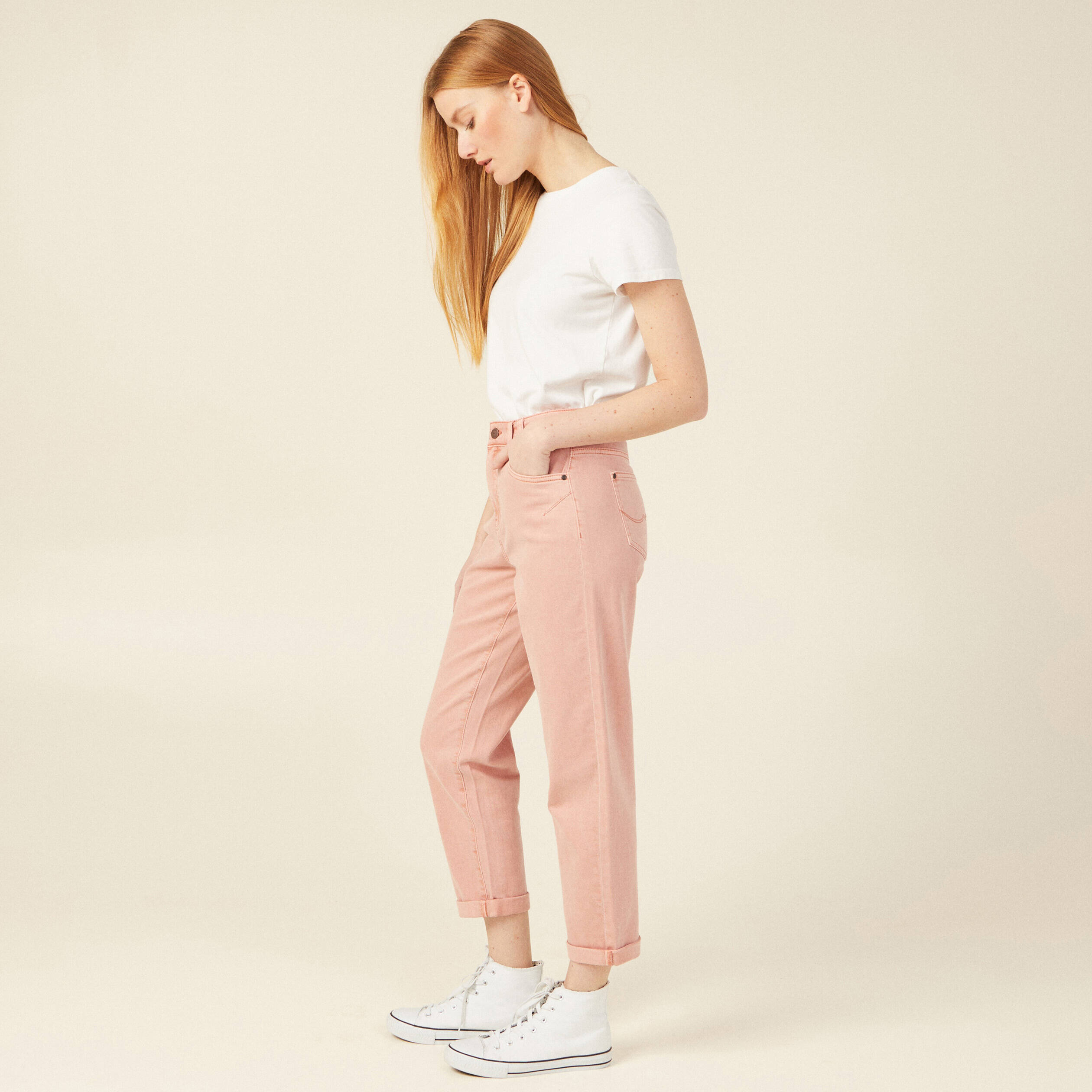 jeans boyfriend 78eme rouge clair femme Jeans boyfriend 7/8ème rouge clair femme