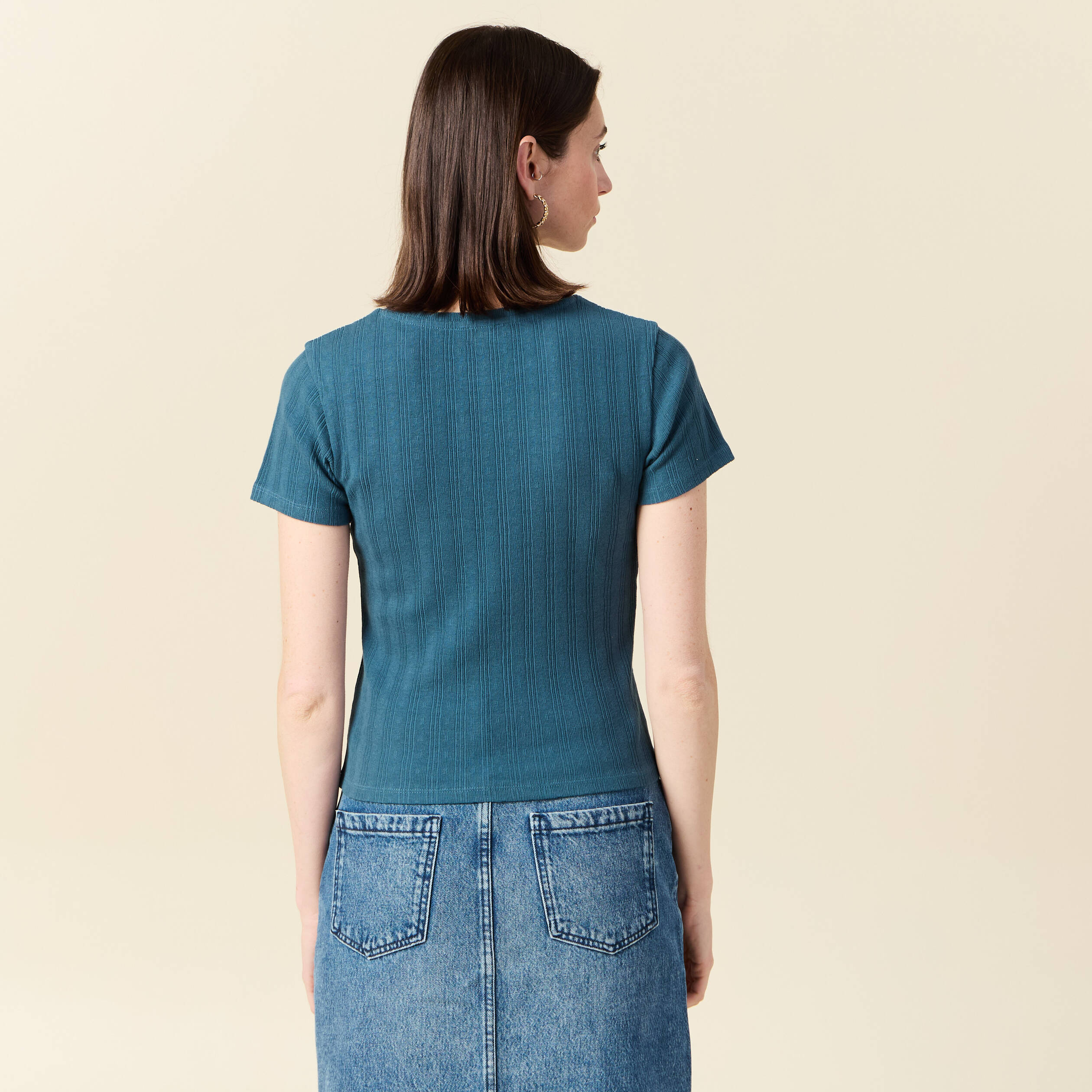 t shirt manches courtes bleu gris femme T-shirt manches courtes bleu gris femme