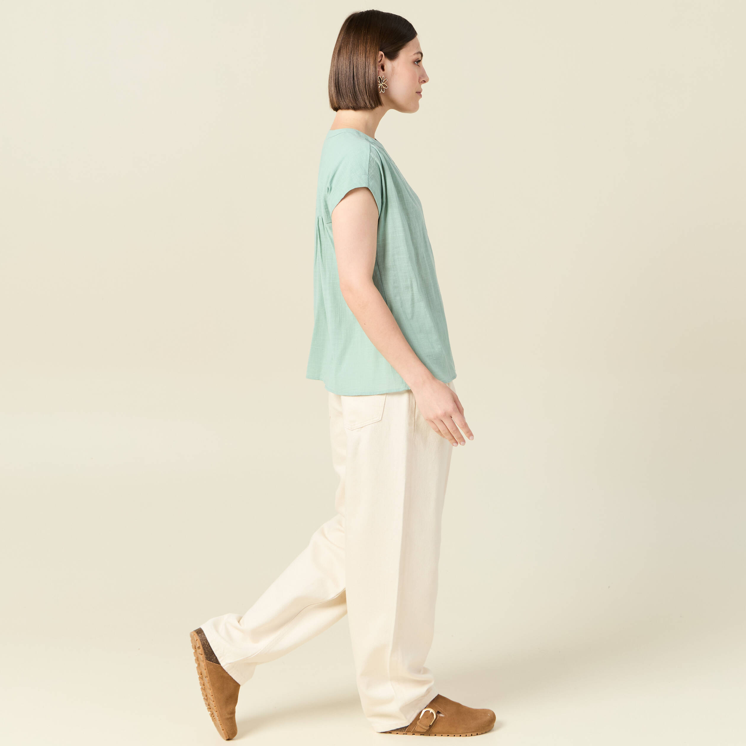 chemise manches courtes vert pastel femme Chemise manches courtes vert pastel femme
