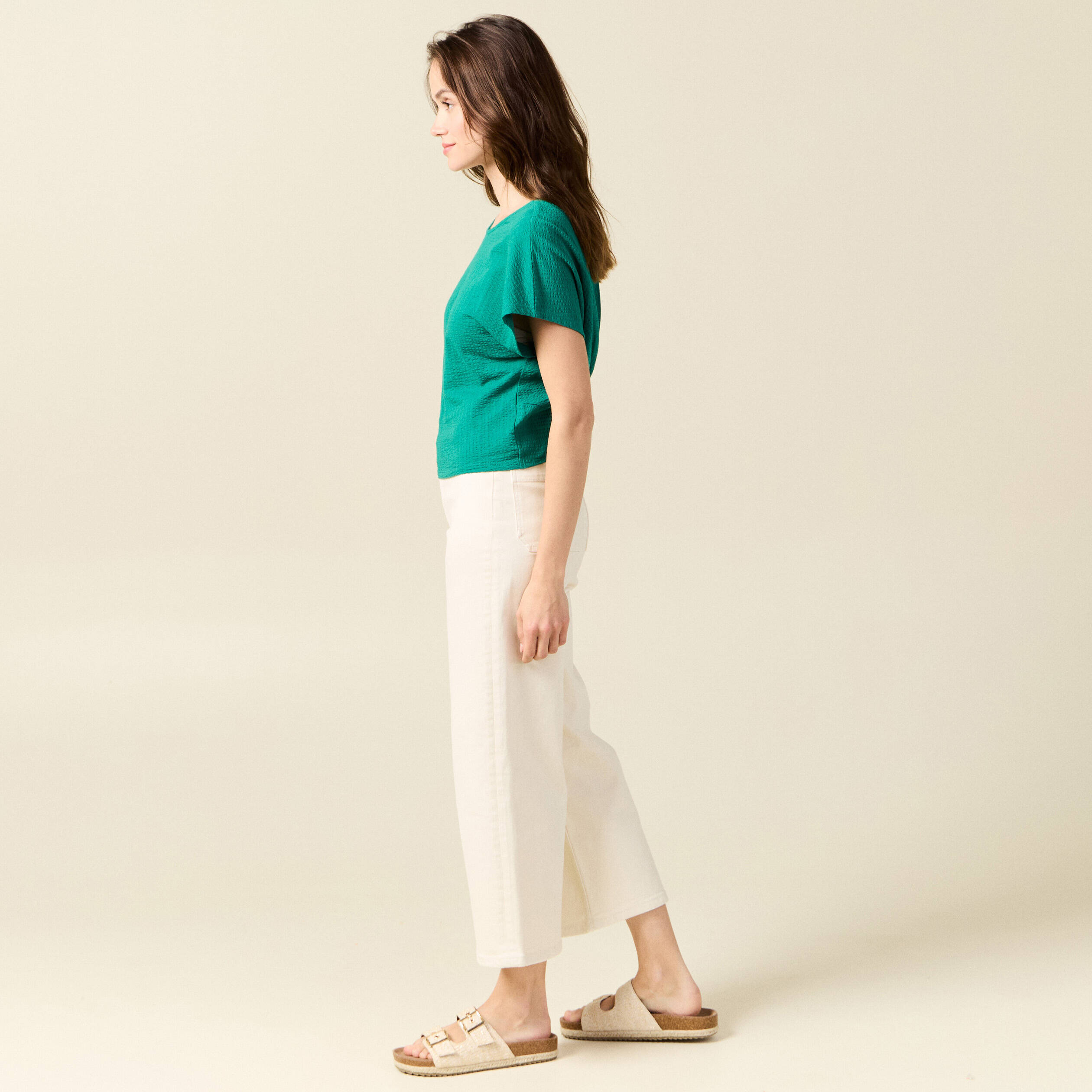 t shirt manches courtes vert turquoise femme T-shirt manches courtes vert turquoise femme