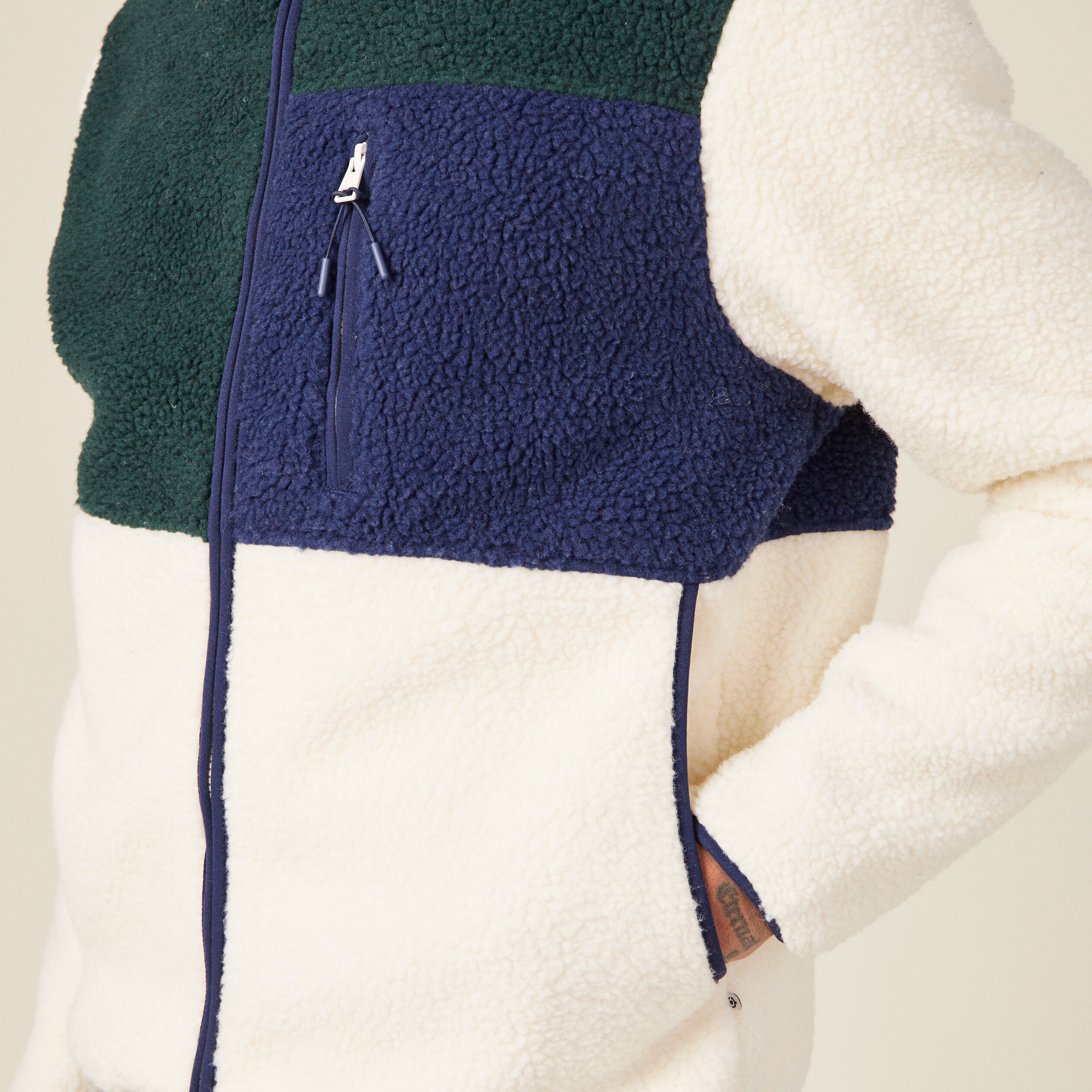 Sweat manches longues zippé vert foncé homme
