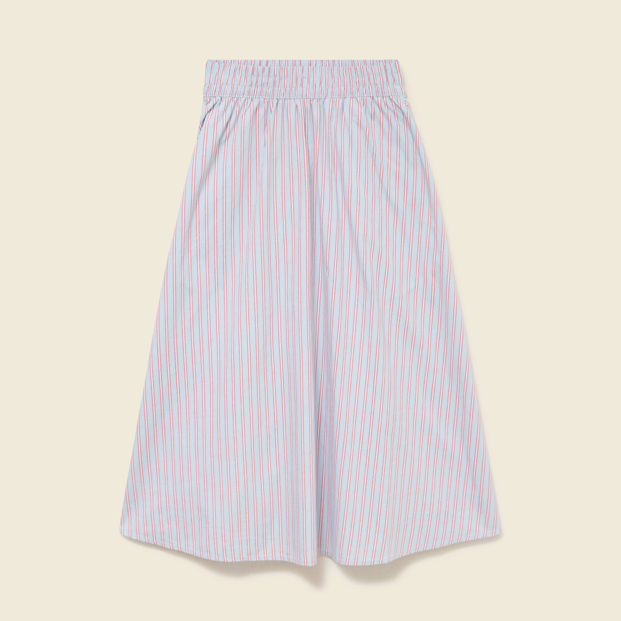 Jupe longue &eacute;vas&eacute;e en coton bleu ciel femme
