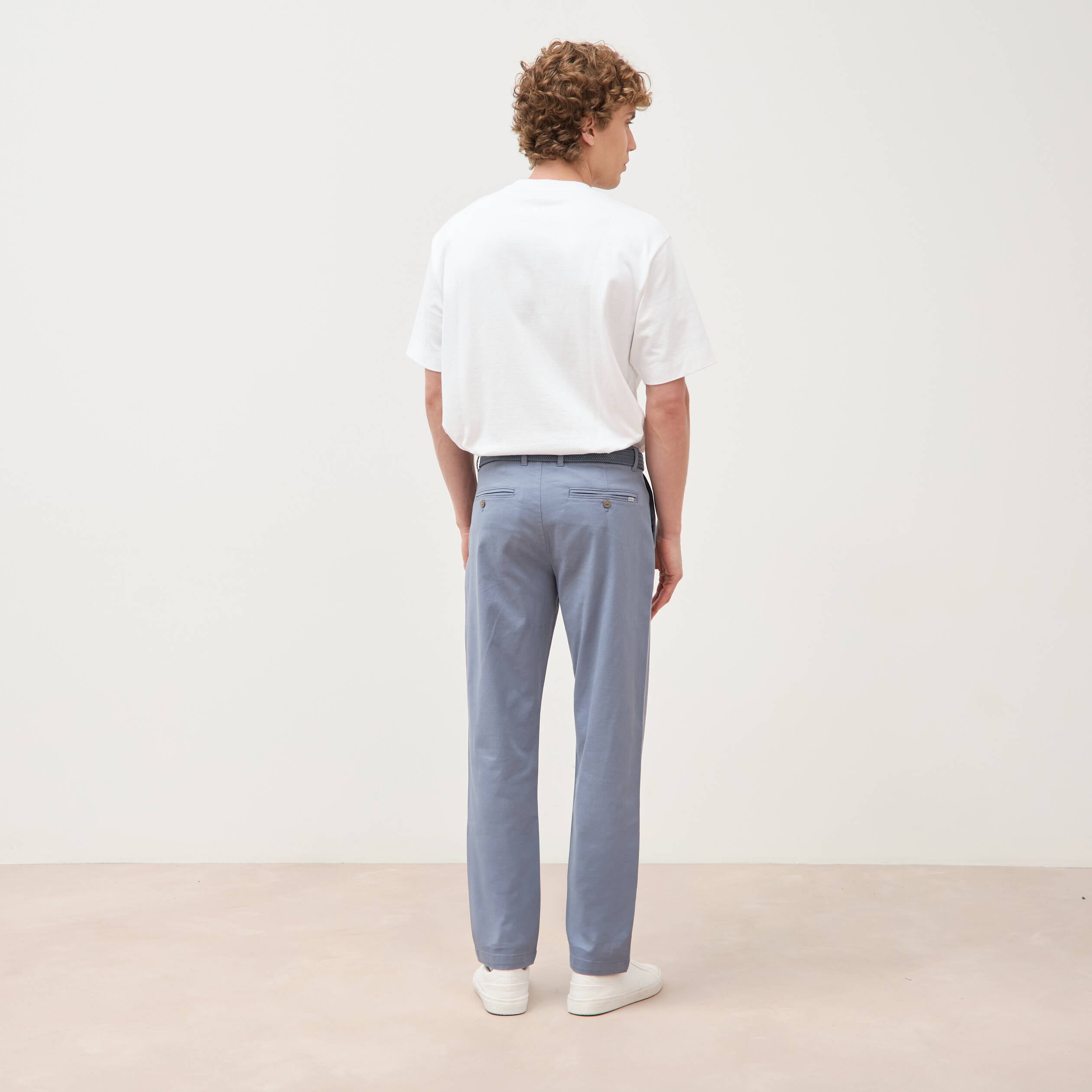 Pantalon straight longueur 32 ceinture bleu gris homme