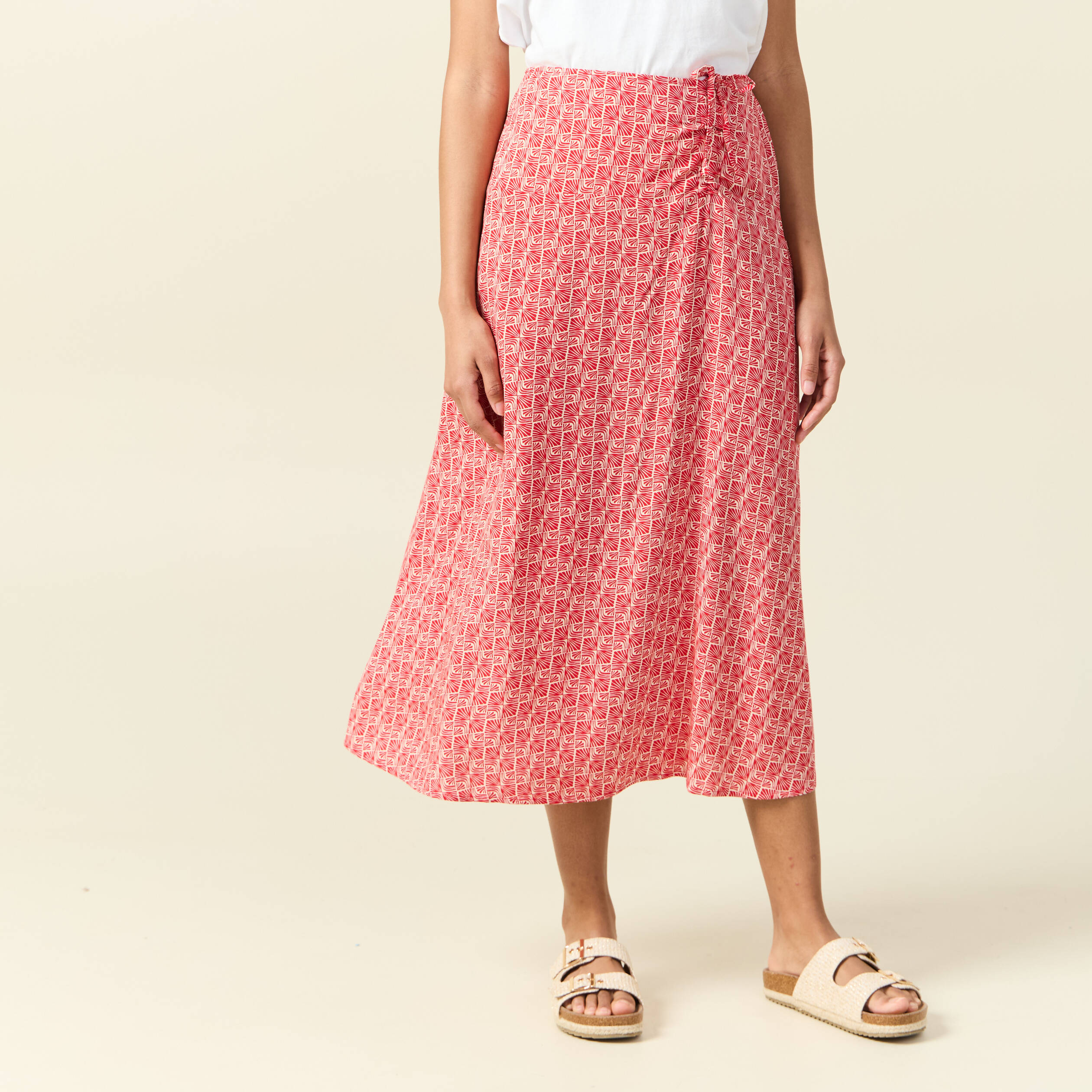 Jupe longue portefeuille rouge femme Vibs