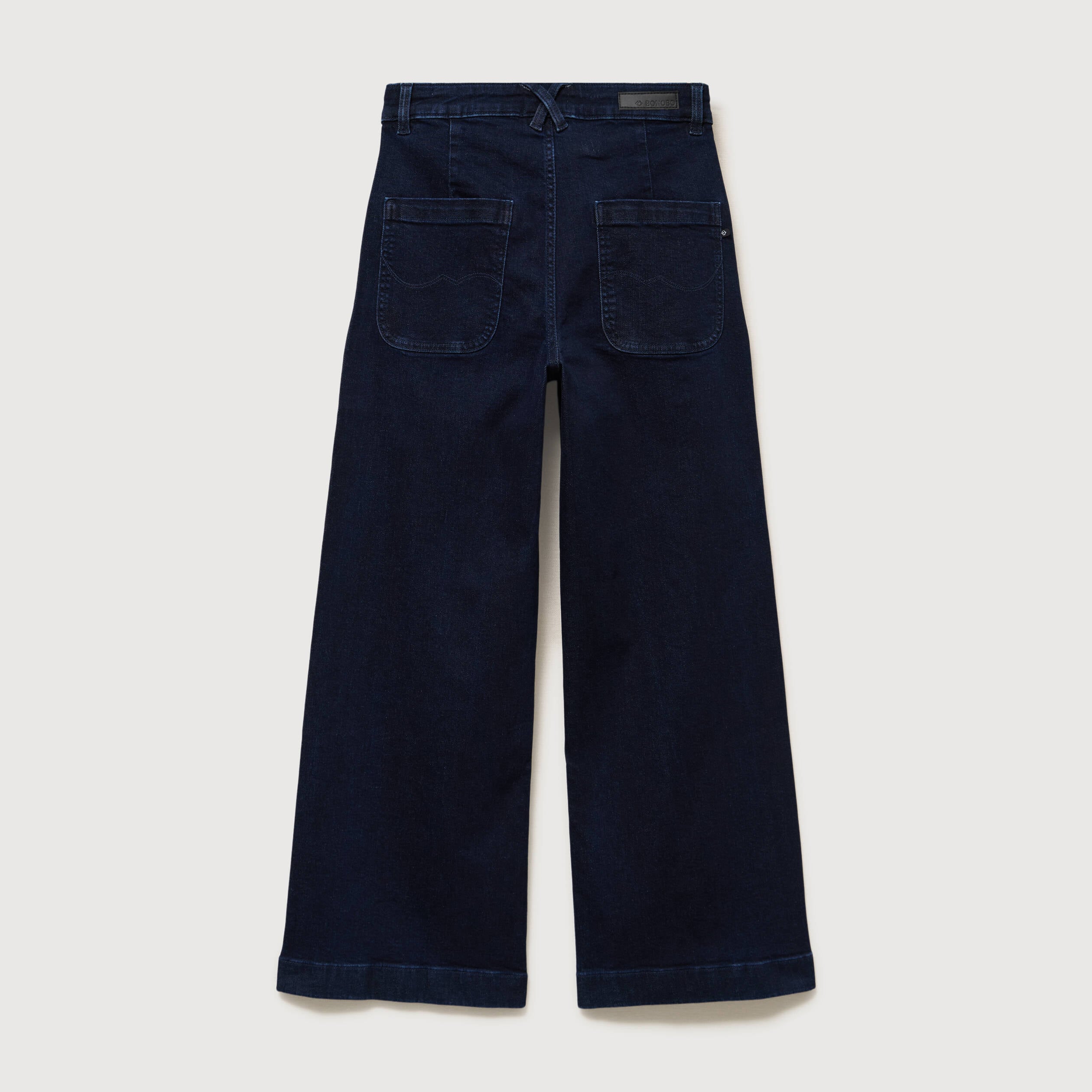 Jeans large taille haute denim brut rinse femme