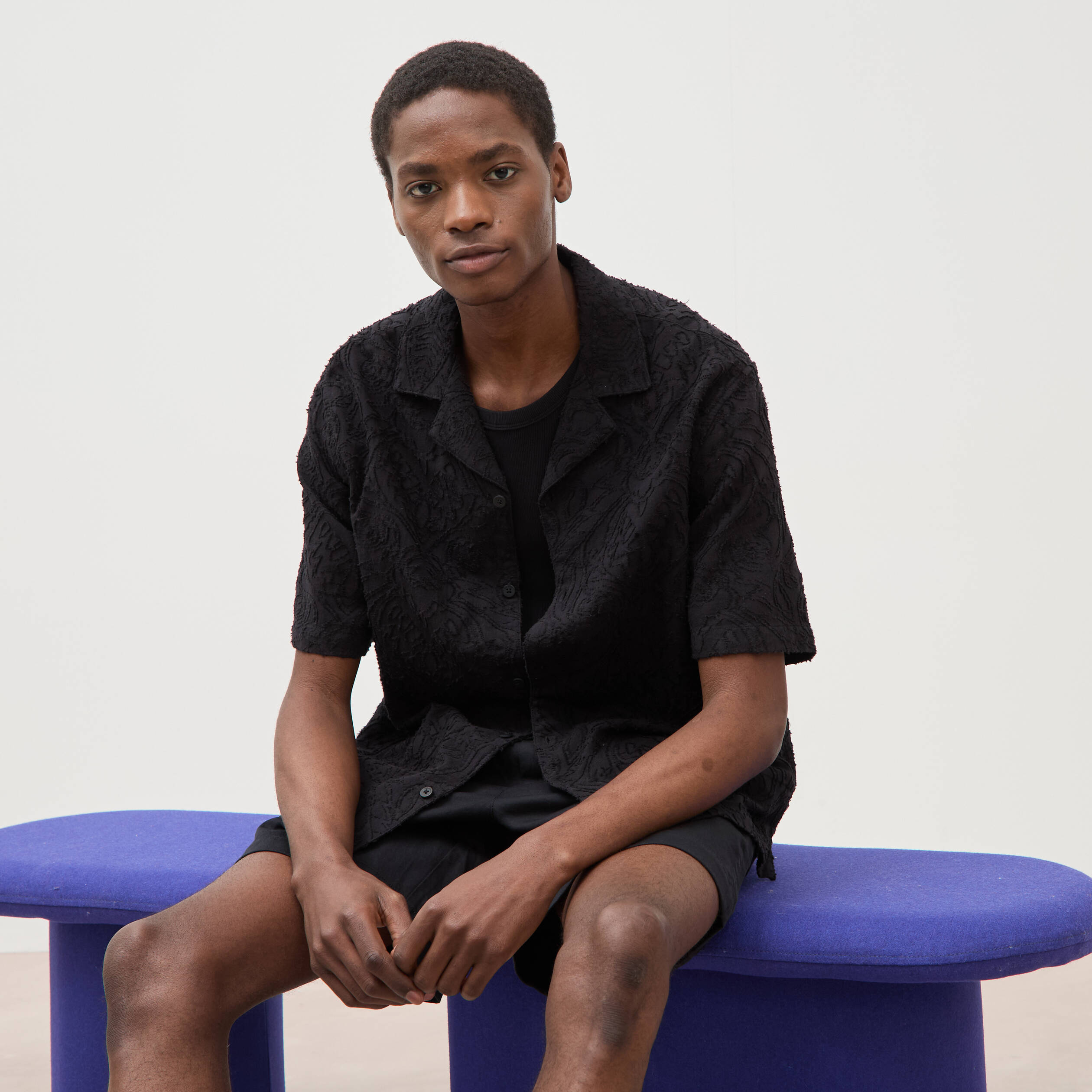 Chemise boyfriend en coton noir homme