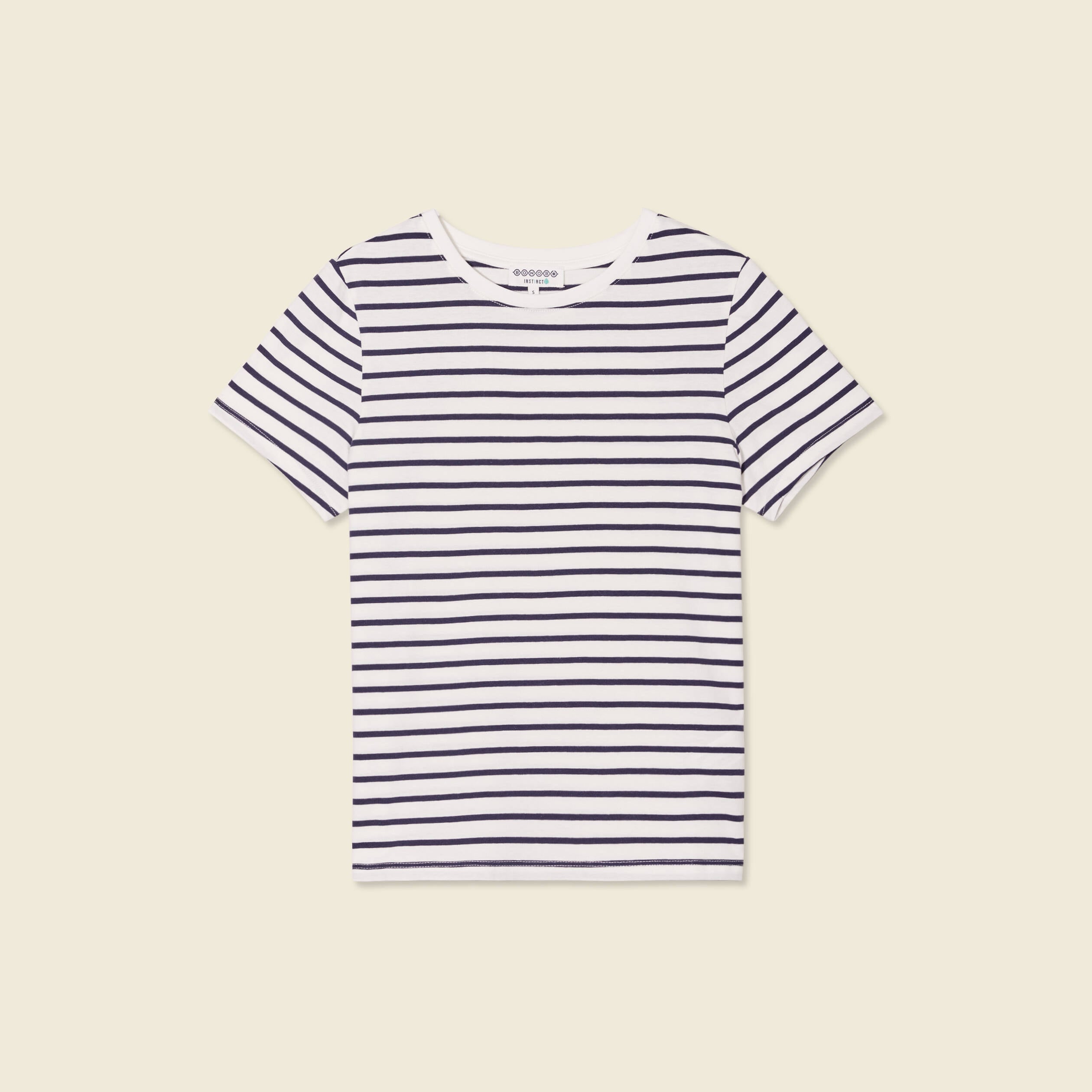 T-shirt cintr&eacute; col rond manches courtes ecru femme