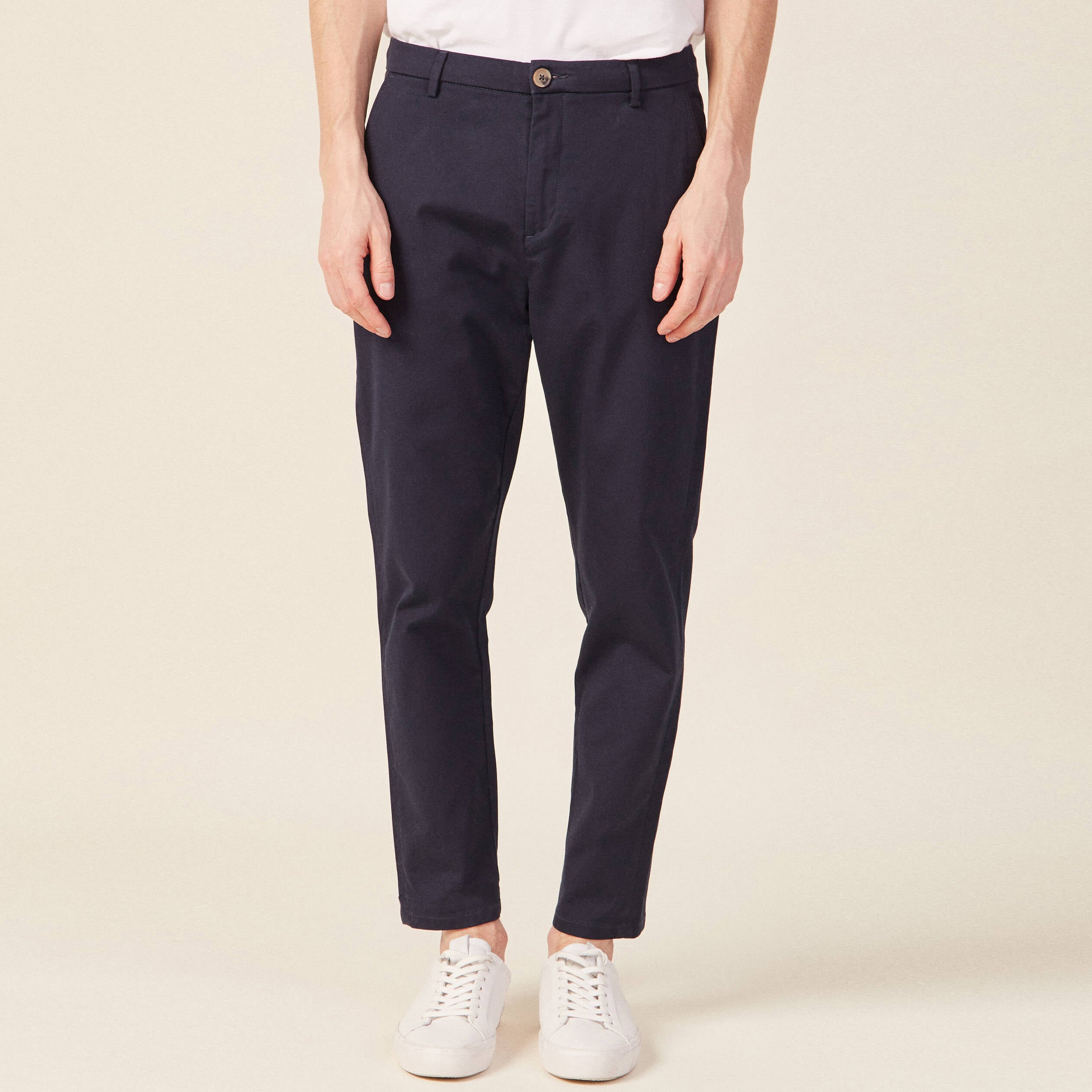 Pantalon chino 7/8&egrave;me bleu marine homme