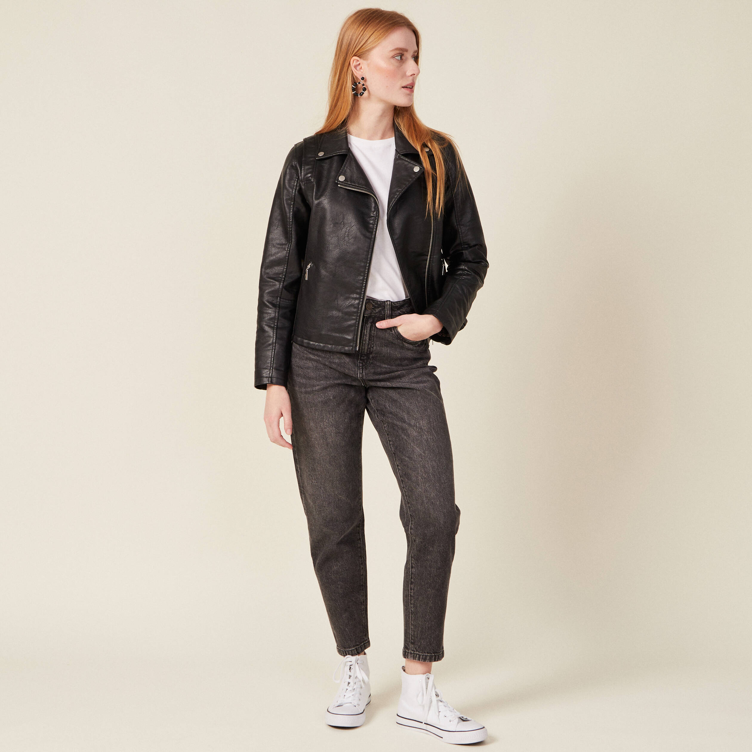 jeans mom 78eme denim gris femme Jeans mom 7/8ème denim gris femme