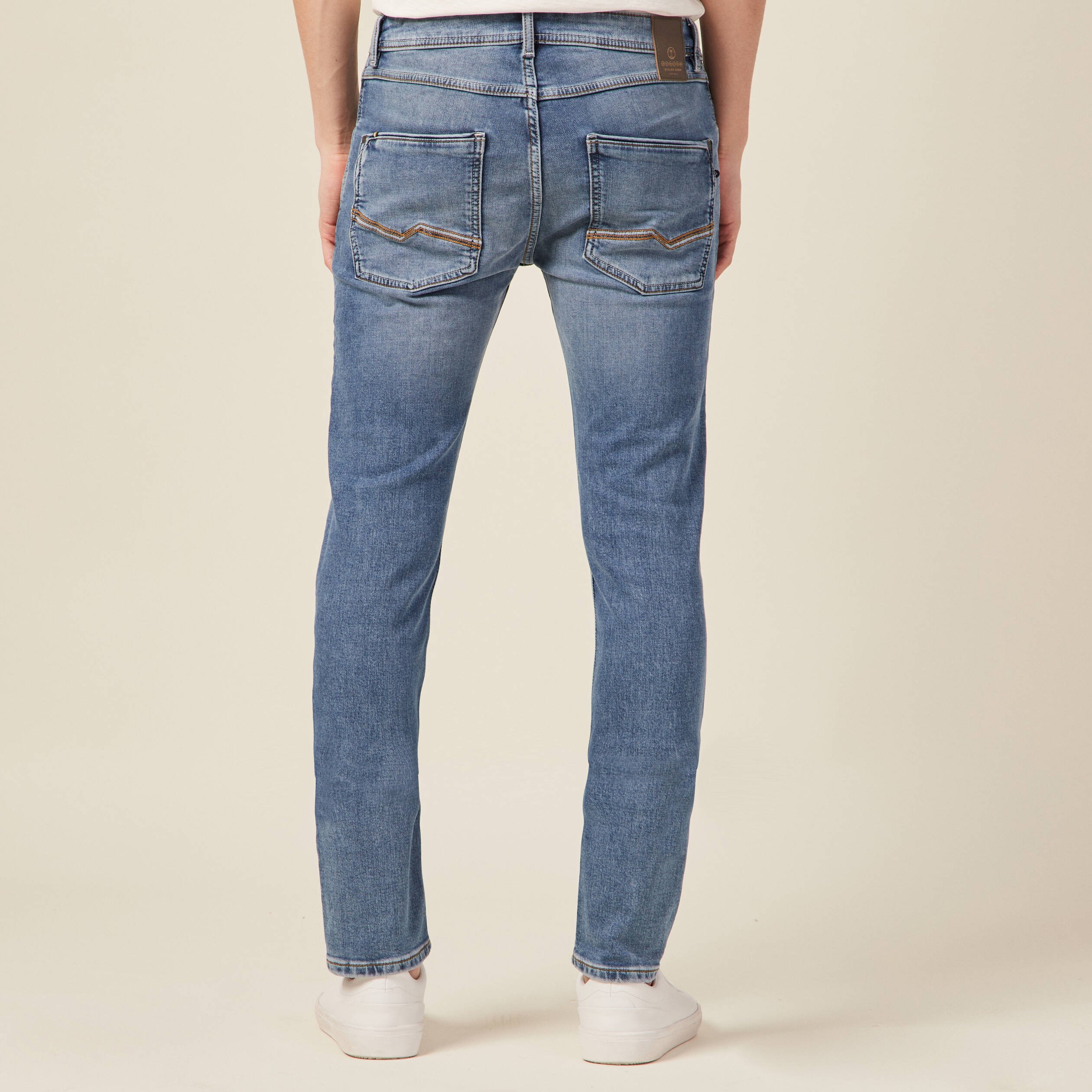 Jeans homme slim effet used denim double stone homme